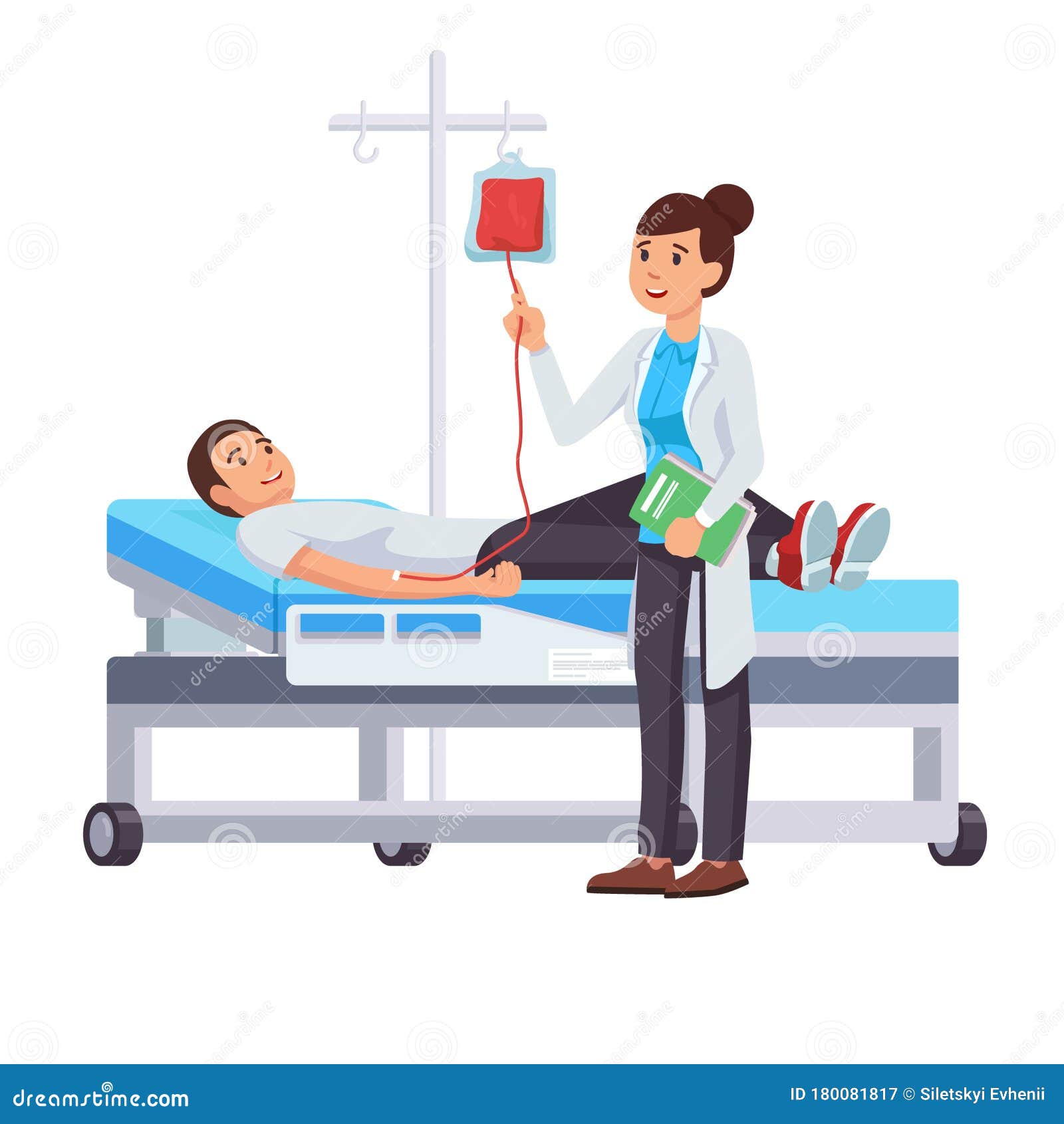 Cartoon Style Illustration of a Nurse Next To a Man Donating Blood Stock  Vector - Illustration of chair, healthy: 180081817