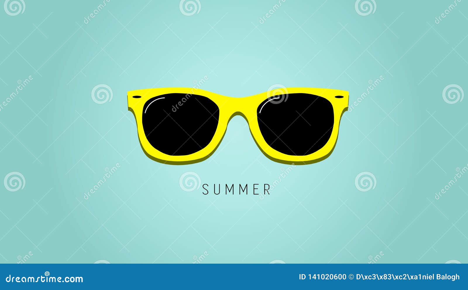 Cartoon Style Sunglasses on Colorfull Background, Vector Illustration