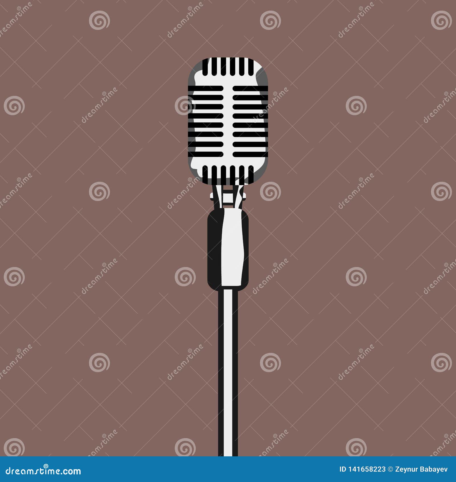 Download Cartoon Style Vintage Retro Microphone Mockup With Front ...