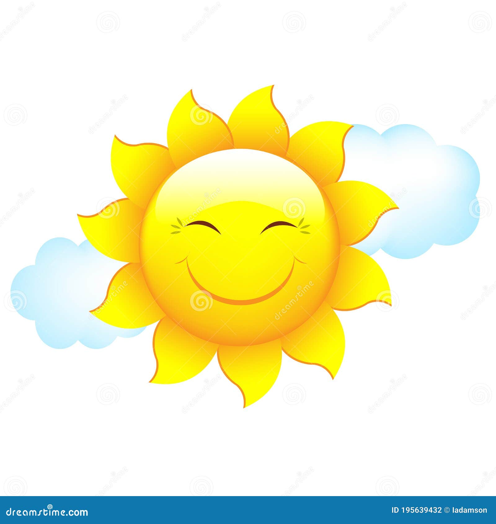 Cartoon Sun and Cloud stock vector. Illustration of happy - 195639432, image size:1600x1690