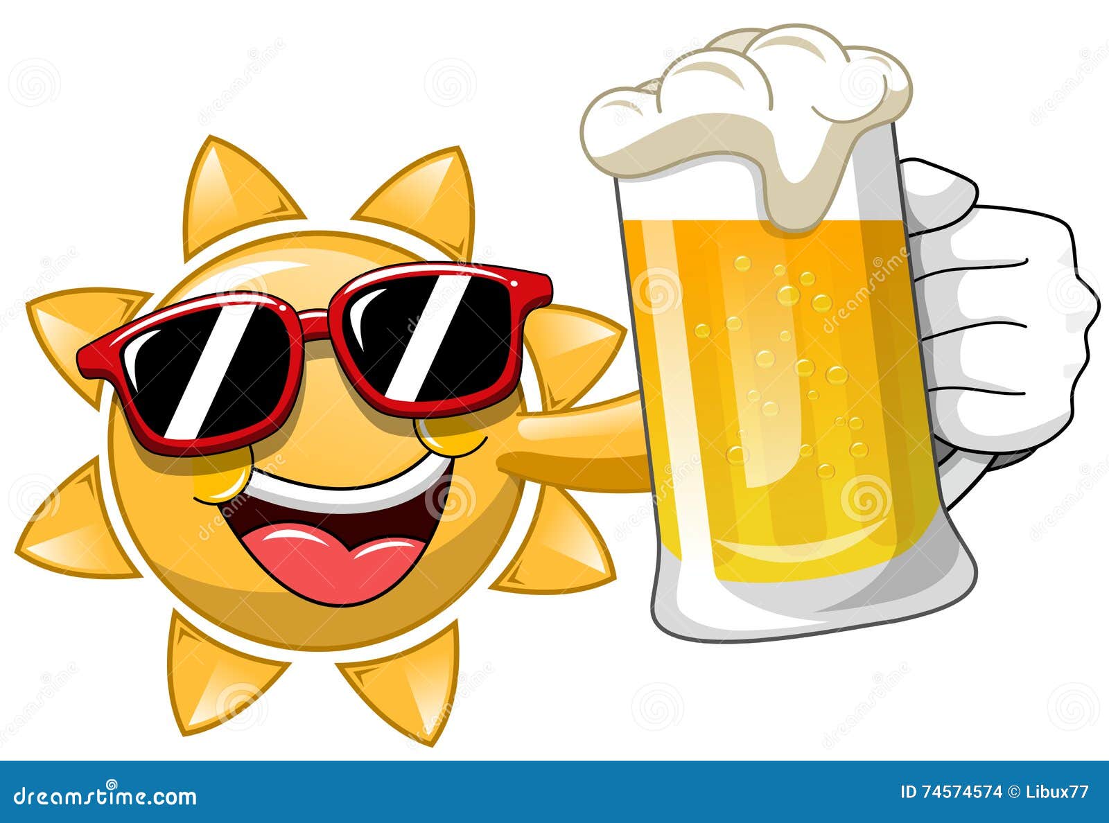 cartoon sun drinking beer