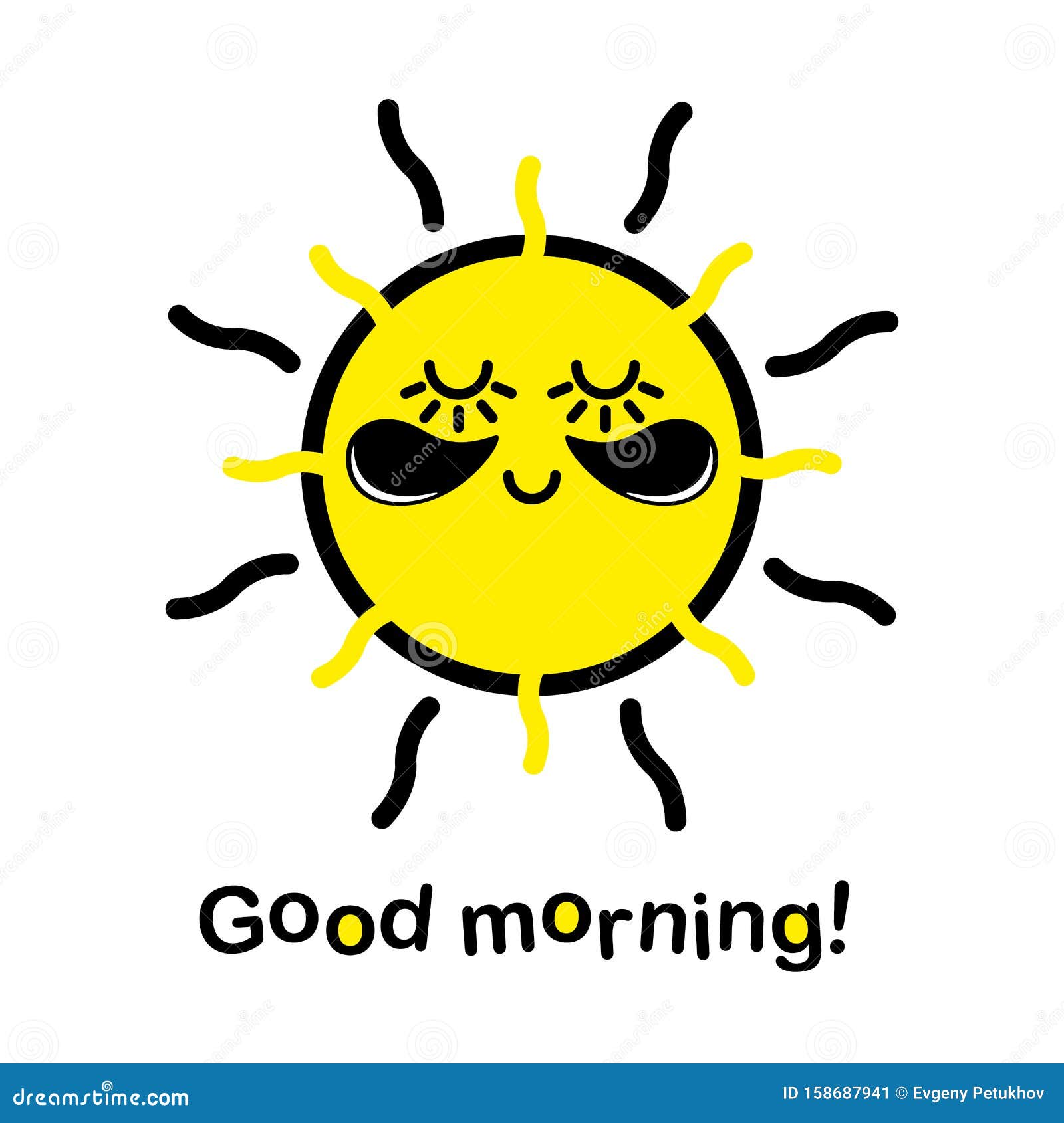 Cartoon Sun with Eye Patches. Inscription Good Morning Stock ...