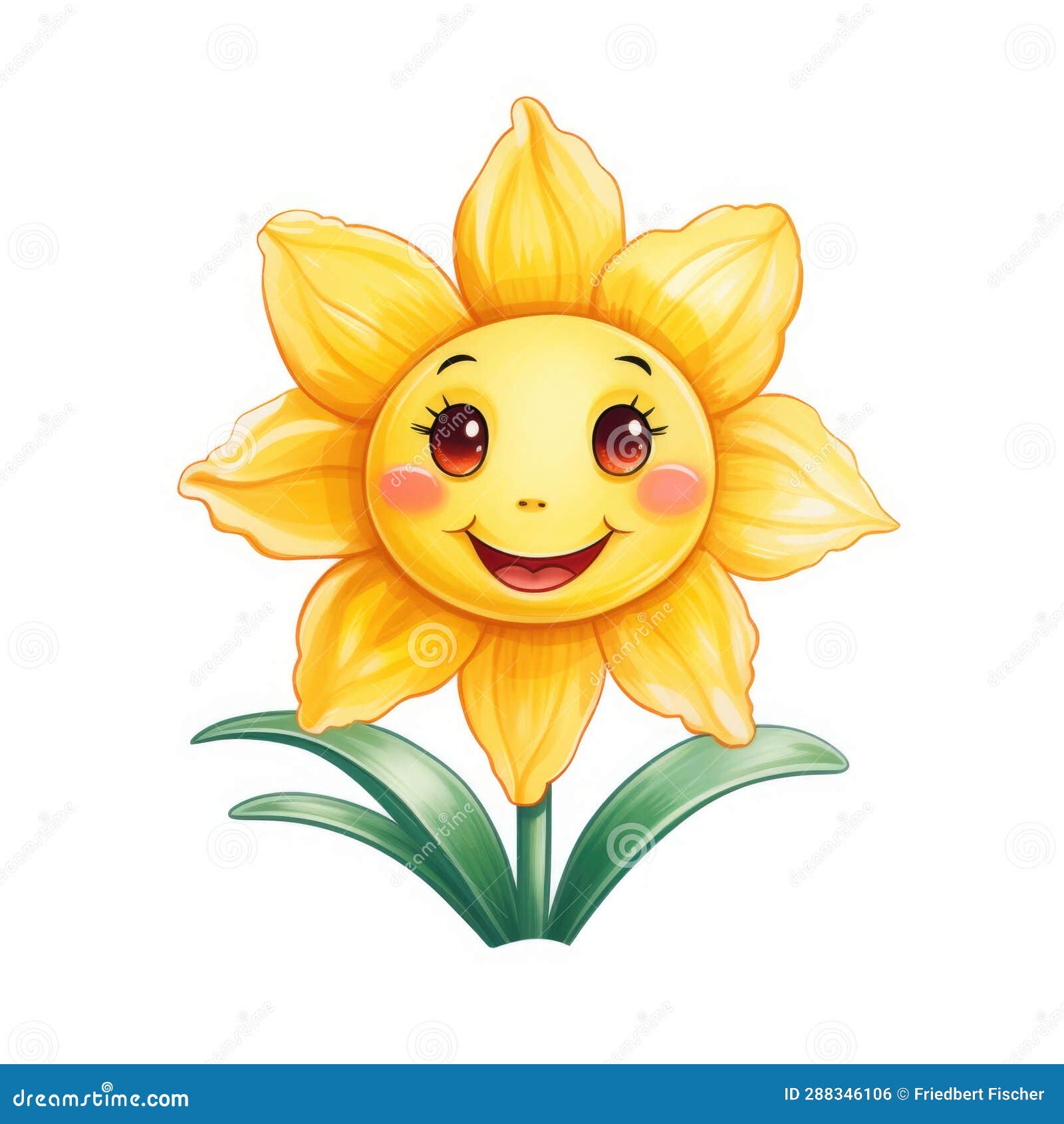 A Cartoon Sunflower with a Happy Face. Stock Illustration