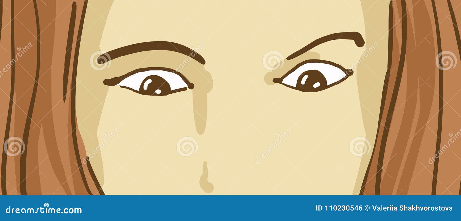 Cartoon Surprised Womans Upper Face With Astonished Eyes