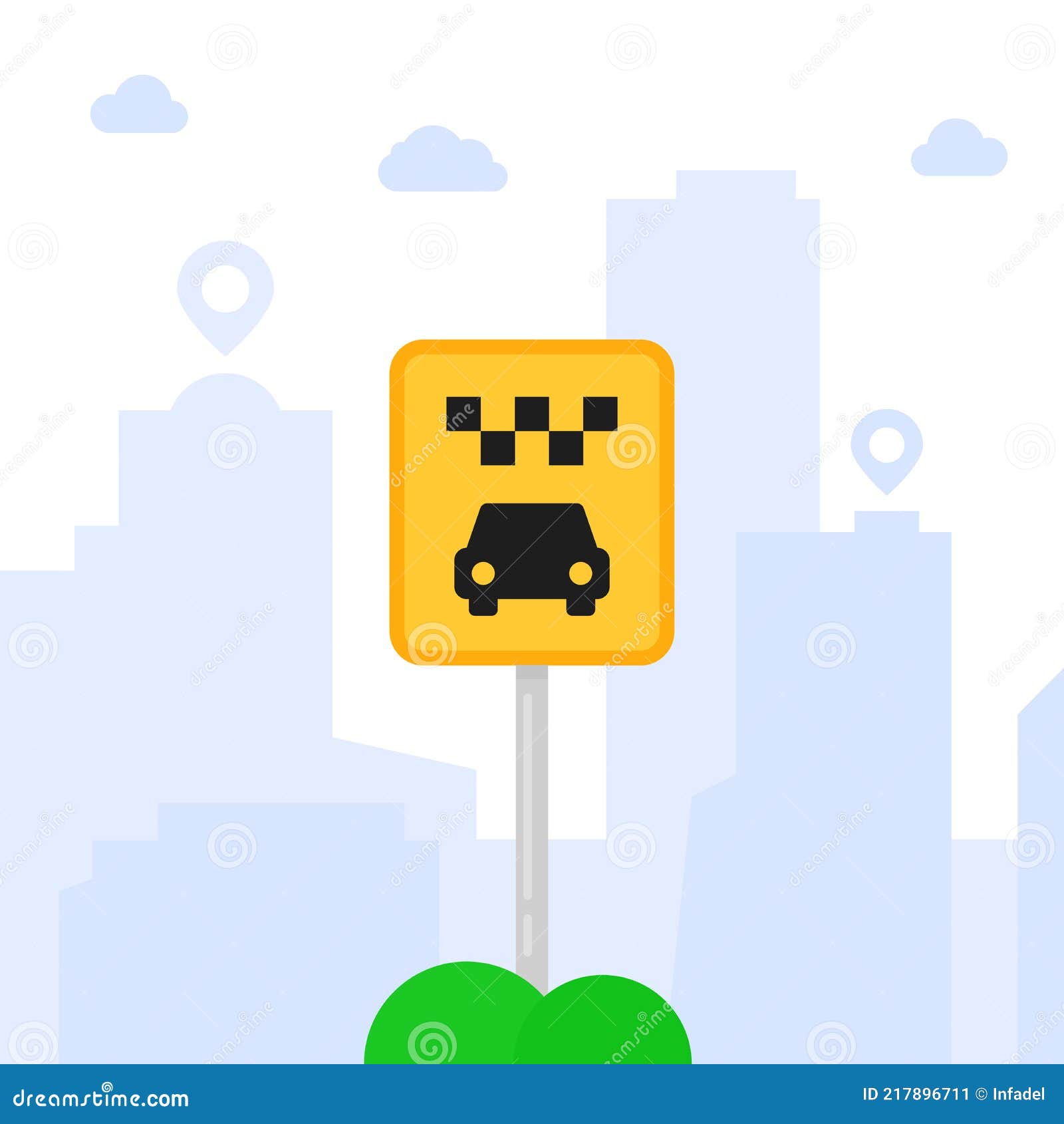 Cartoon Taxi Parking Sign in City Stock Vector - Illustration of position,  parking: 217896711