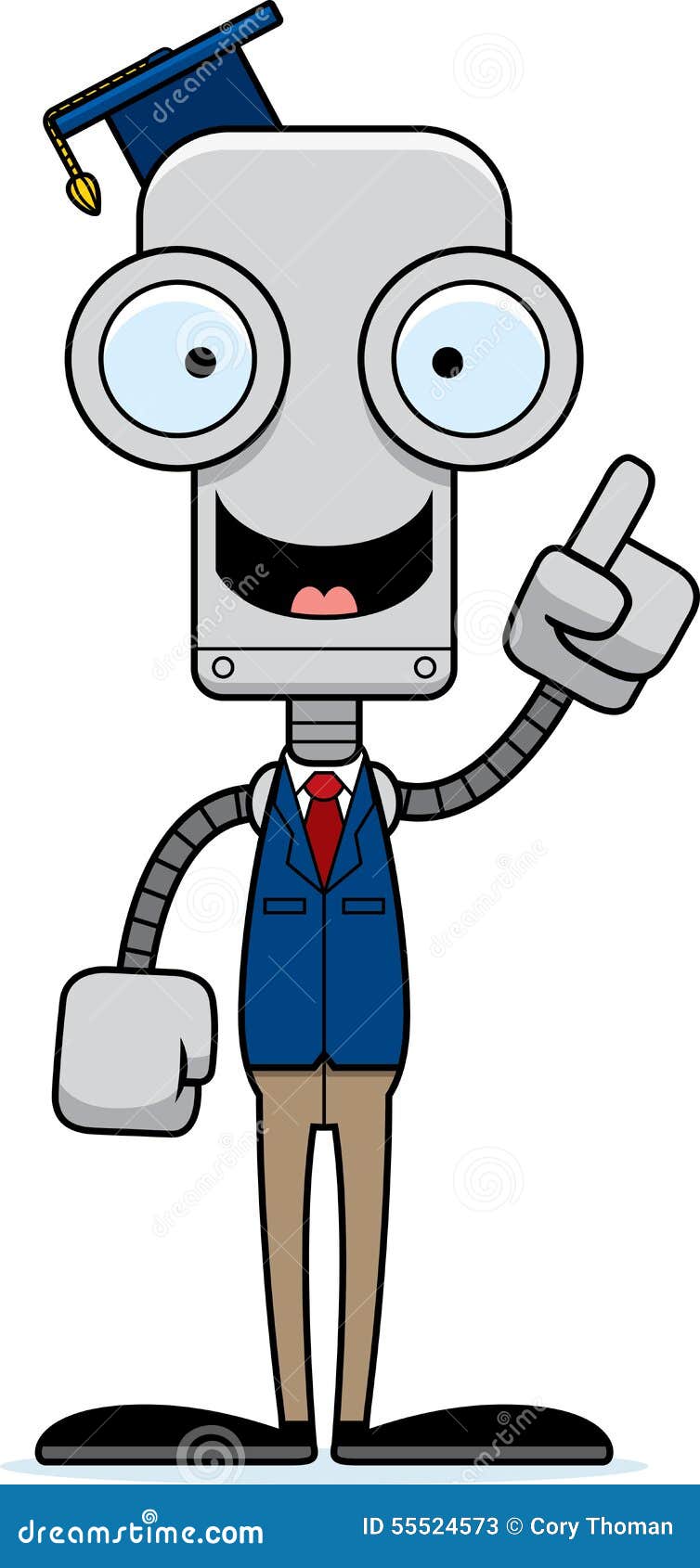 Cartoon Teacher Robot Idea stock vector. Illustration of jacket 55524573