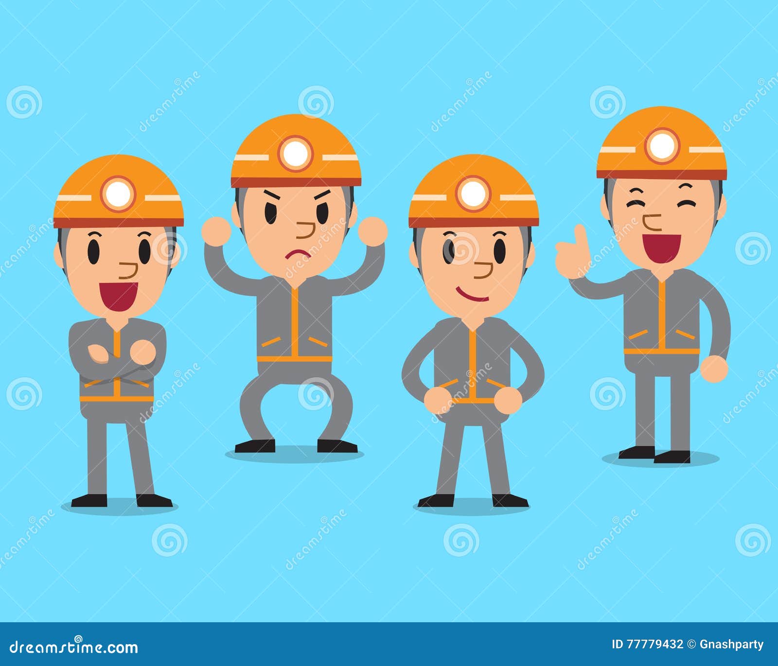 Cartoon Technician Character Poses Stock Vector Illustration of style