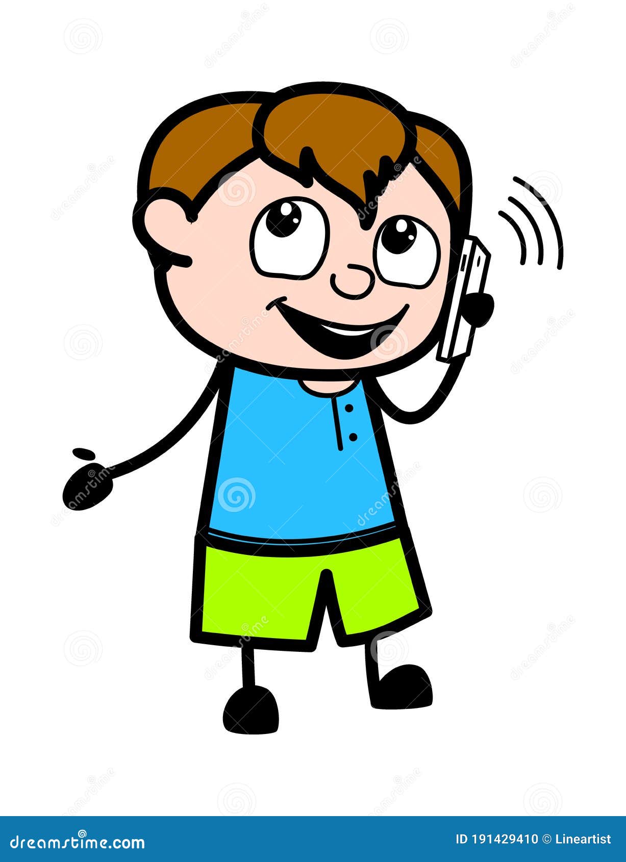 Cartoon Teen Boy Talking on Cell Phone Stock Illustration - Illustration of  childhood, chitchat: 191429410