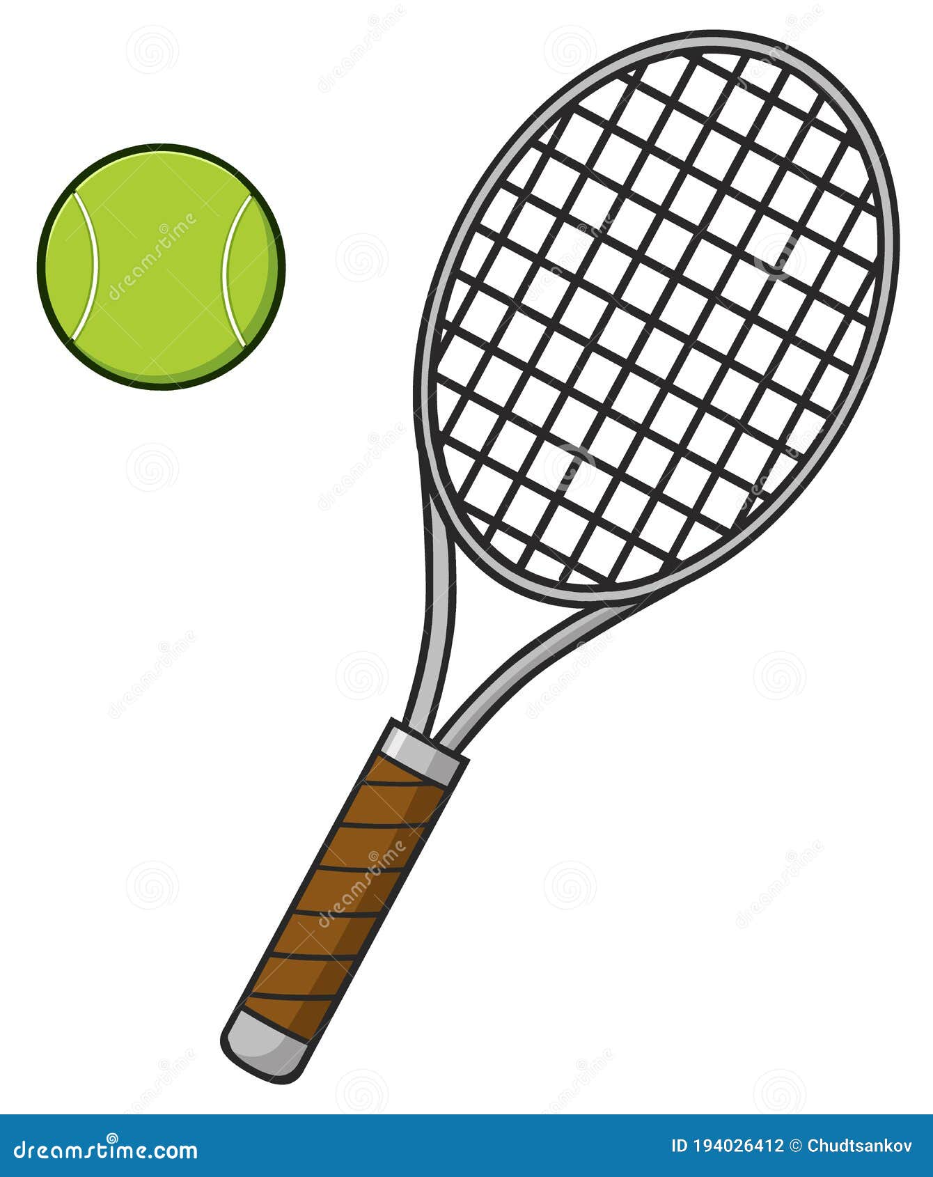 Cartoon Tennis Ball and Racket Stock Illustration - Illustration of  backhand, cartoon: 194026412