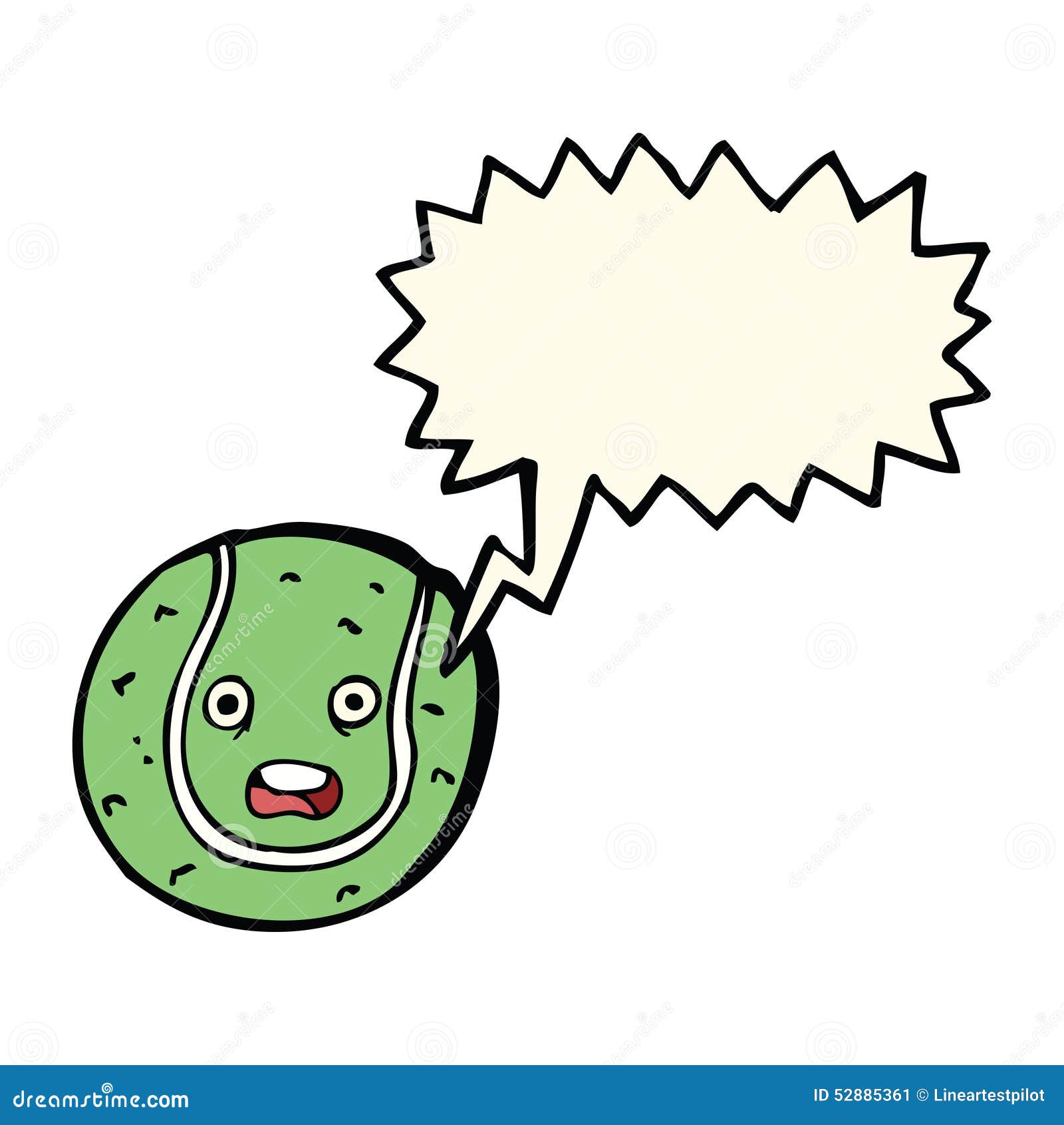 Cartoon Tennis Ball with Speech Bubble Stock Illustration