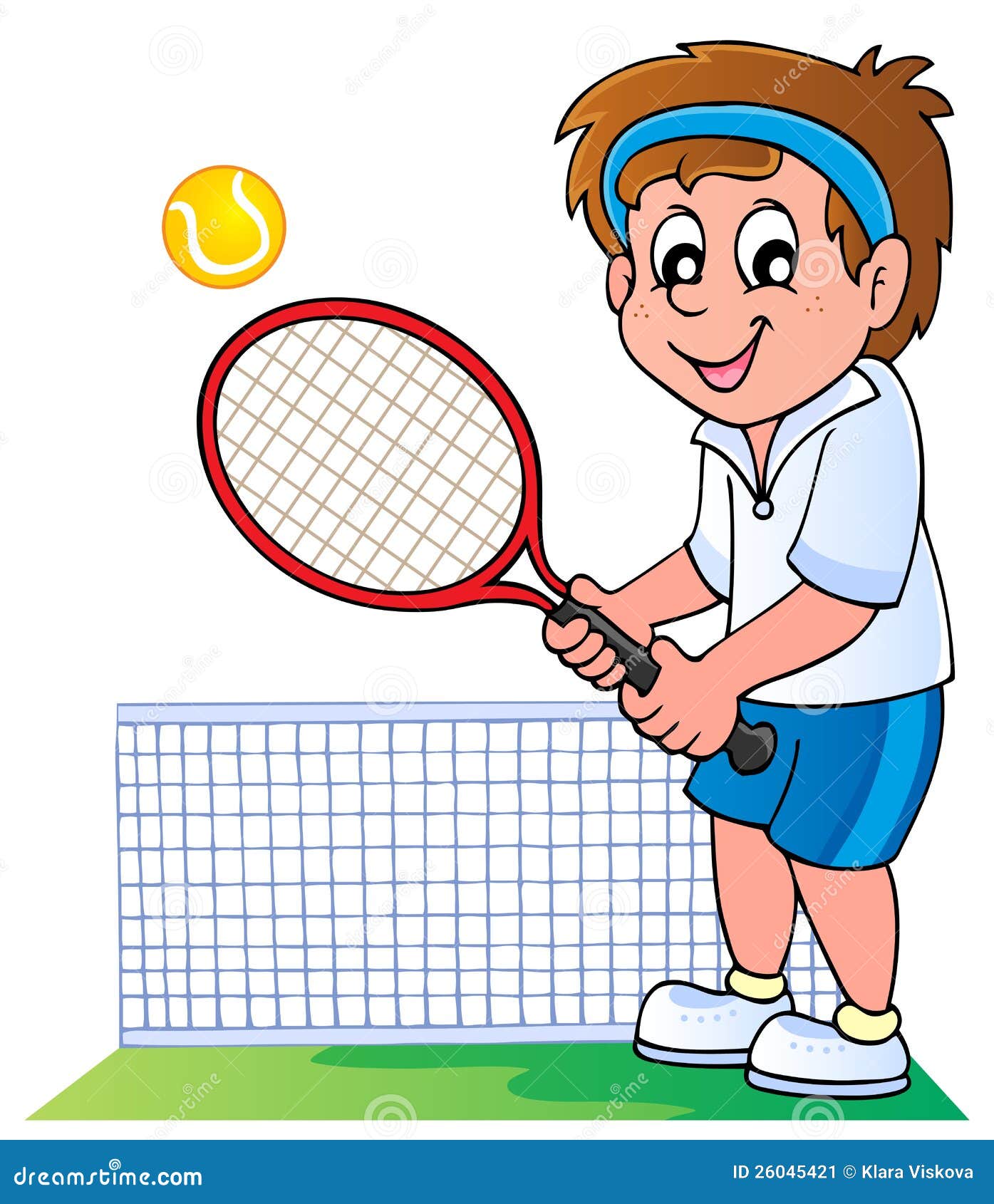 Cartoon tennis player stock vector. Illustration of hold - 26045421