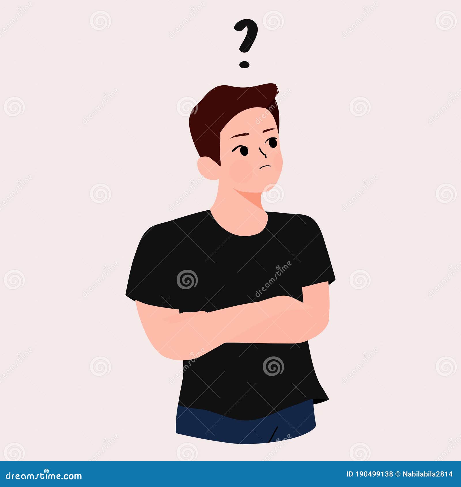 Cartoon Thinking Man with Question Mark Vector Illustration. Male is  Confusing. Portrait of Thoughtful Boy Stock Vector - Illustration of adult,  confidence: 190499138