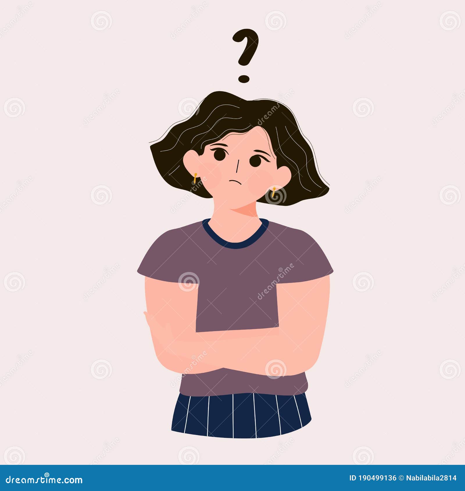 Cartoon Thinking Woman with Question Mark Vector Illustration. Female is  Confusing. Portrait of Thoughtful Girl Stock Vector - Illustration of face,  difficulty: 190499136