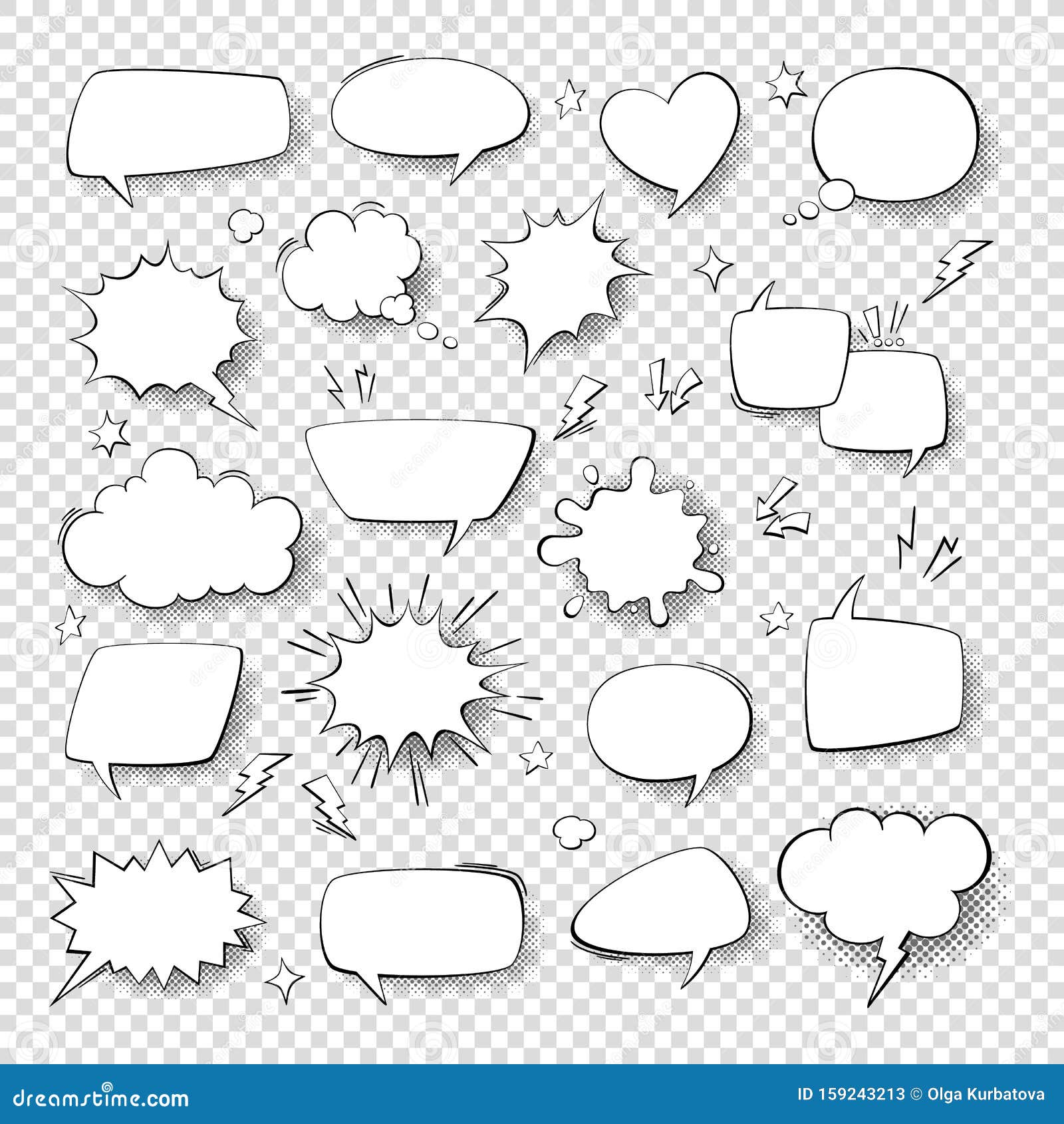 cartoon thought bubble set. comic empty talk and speech balloons or clouds for fun discussion message  s