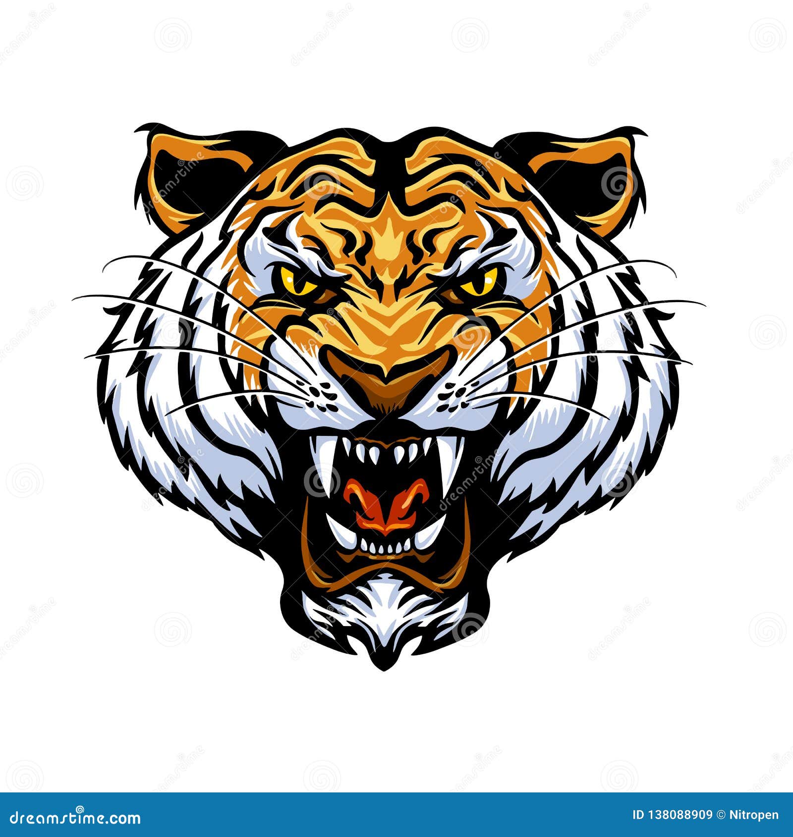 Cartoon tiger face stock vector. Illustration of tiger - 138088909