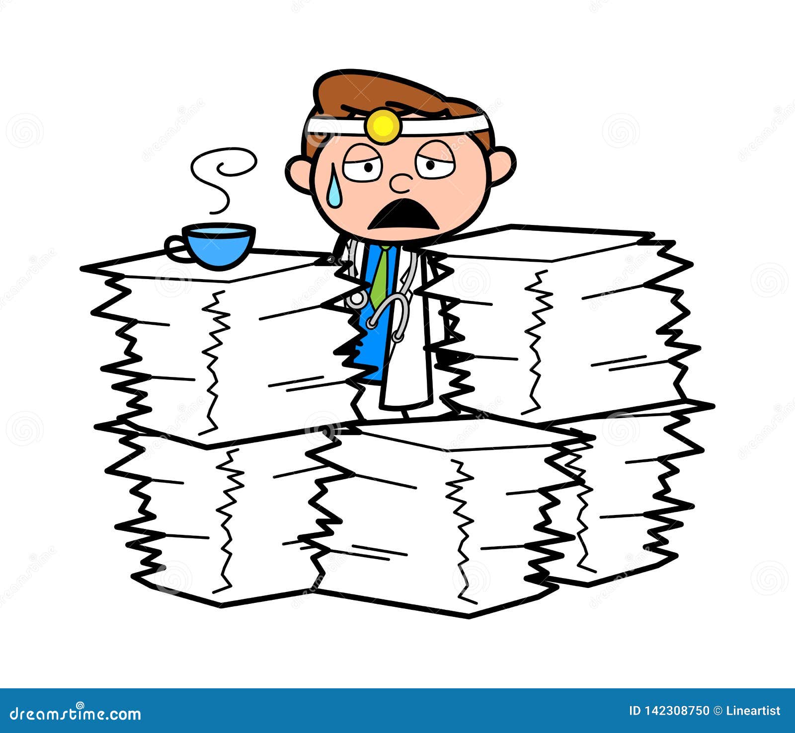 Cartoon Tired Doctor with Lots of Work Vector Illustration Stock Illustration - Illustration of cartoon, physician: 142308750 Cartoon Tired Doctor with Lots of Work Vector Illustration Stock Illustration - Illustration of cartoon, physician: 142308750