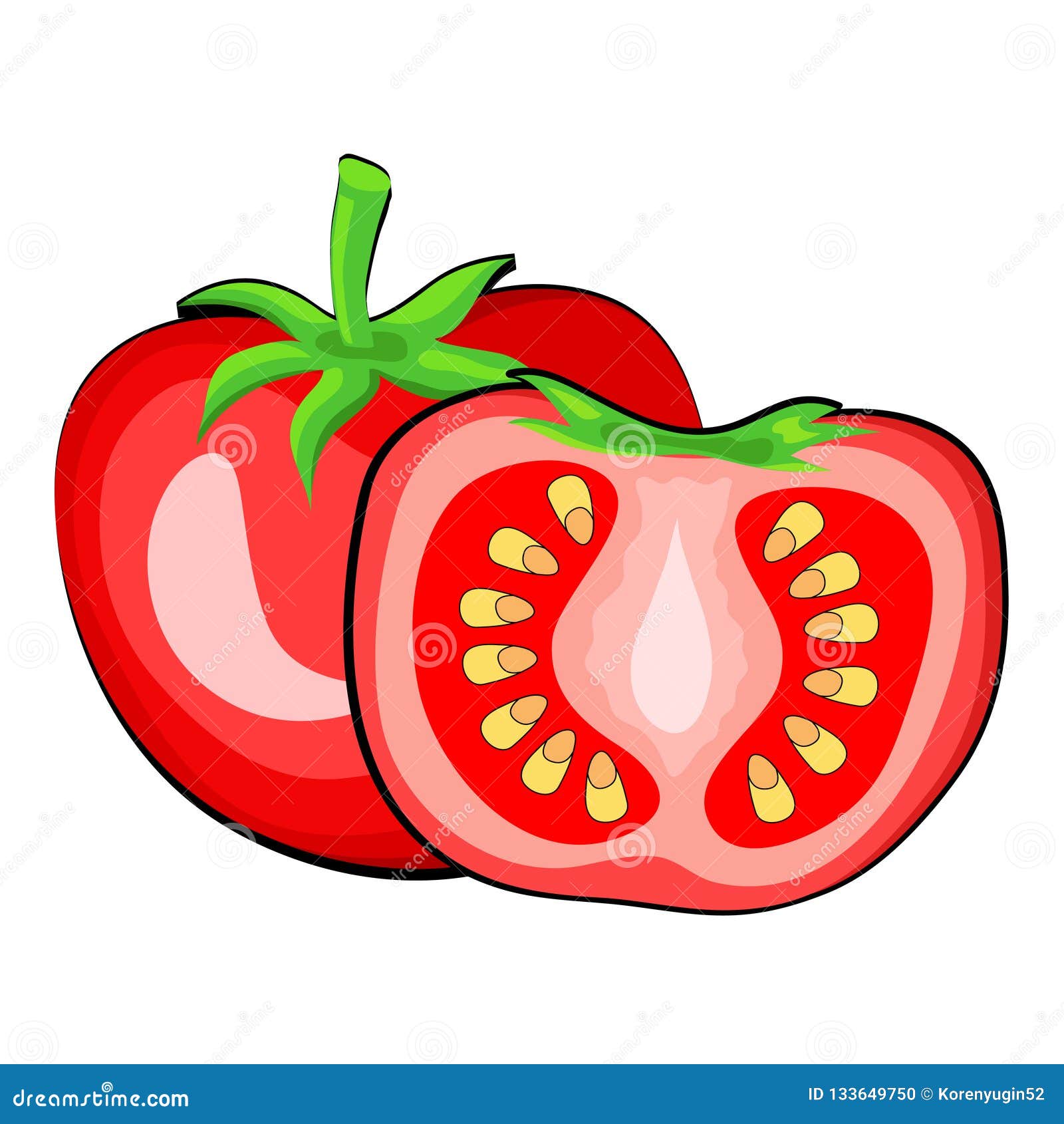 Cartoon Tomato Vegetable on White. Hand Draw Vector Illustration Stock  Vector - Illustration of decoration, kitchen: 133649750