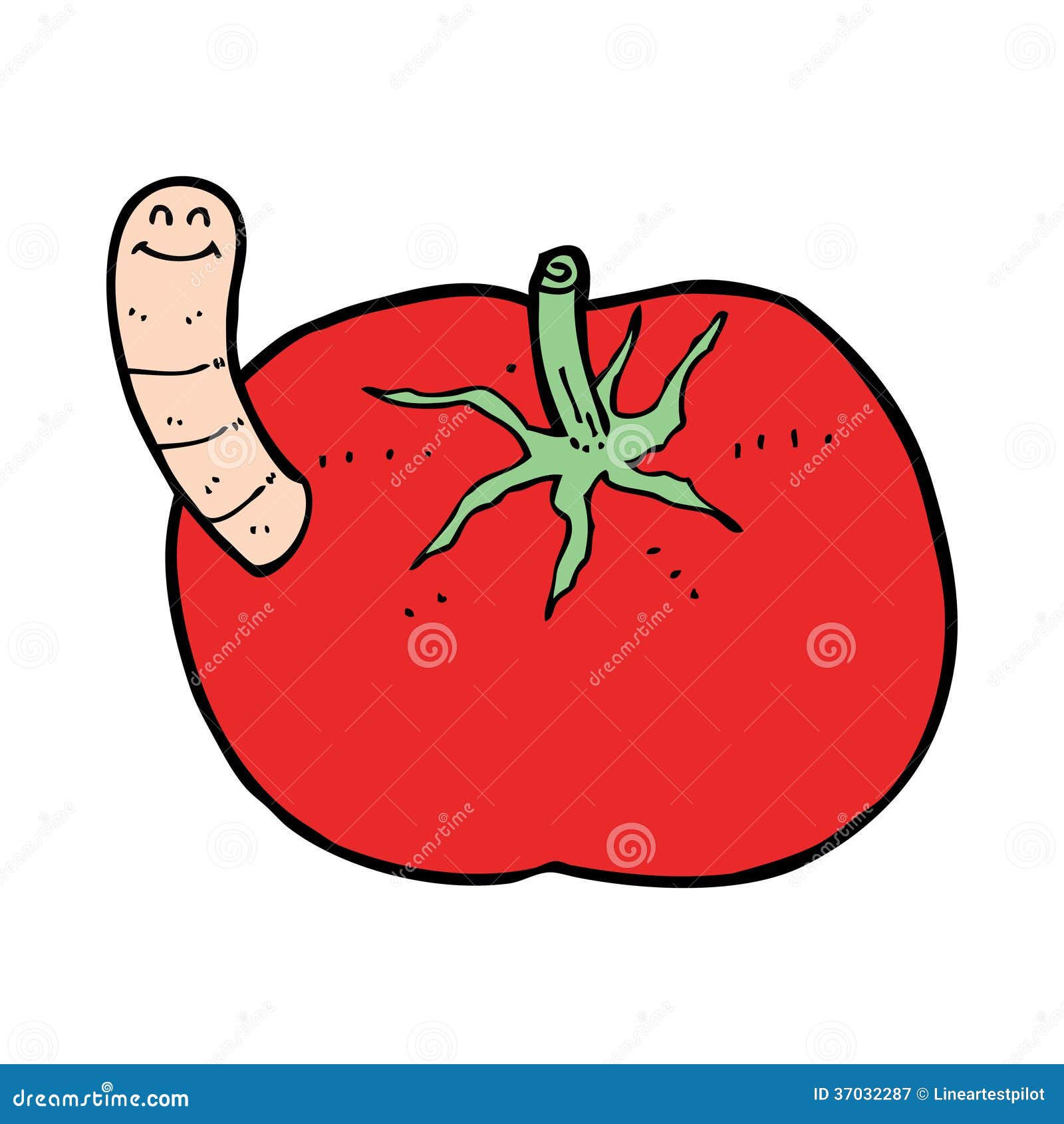 Cartoon tomato with worm stock vector. Illustration of healthy 37032287