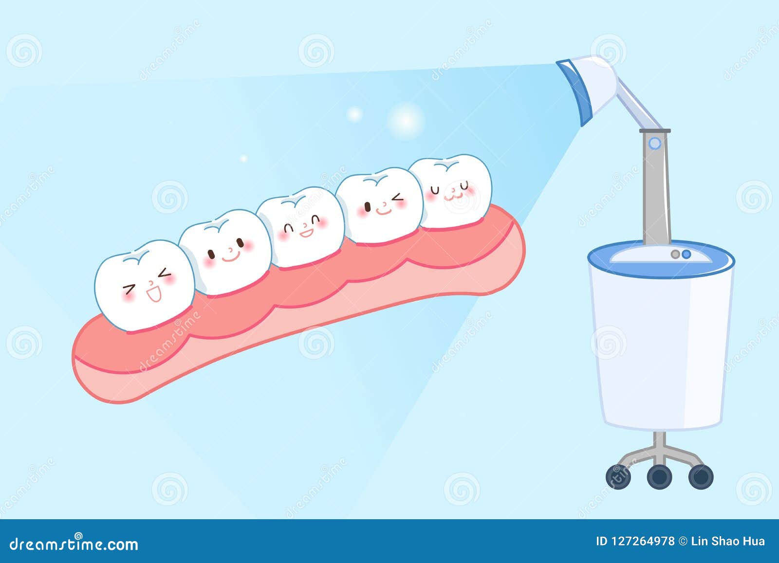 cartoon tooth with whiten concep