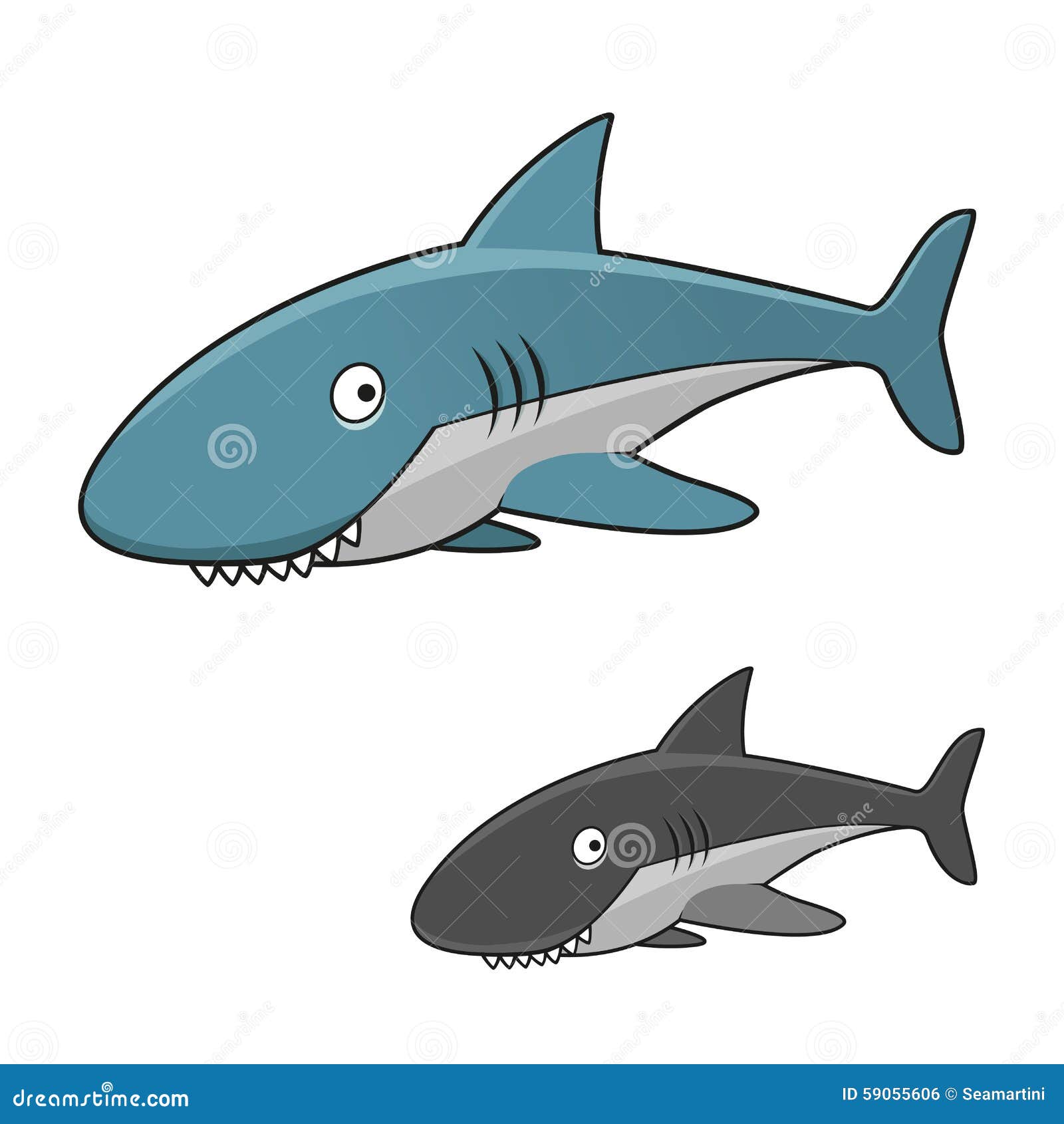 Cartoon Toothy Gray Shark Character Stock Vector - Illustration of ...