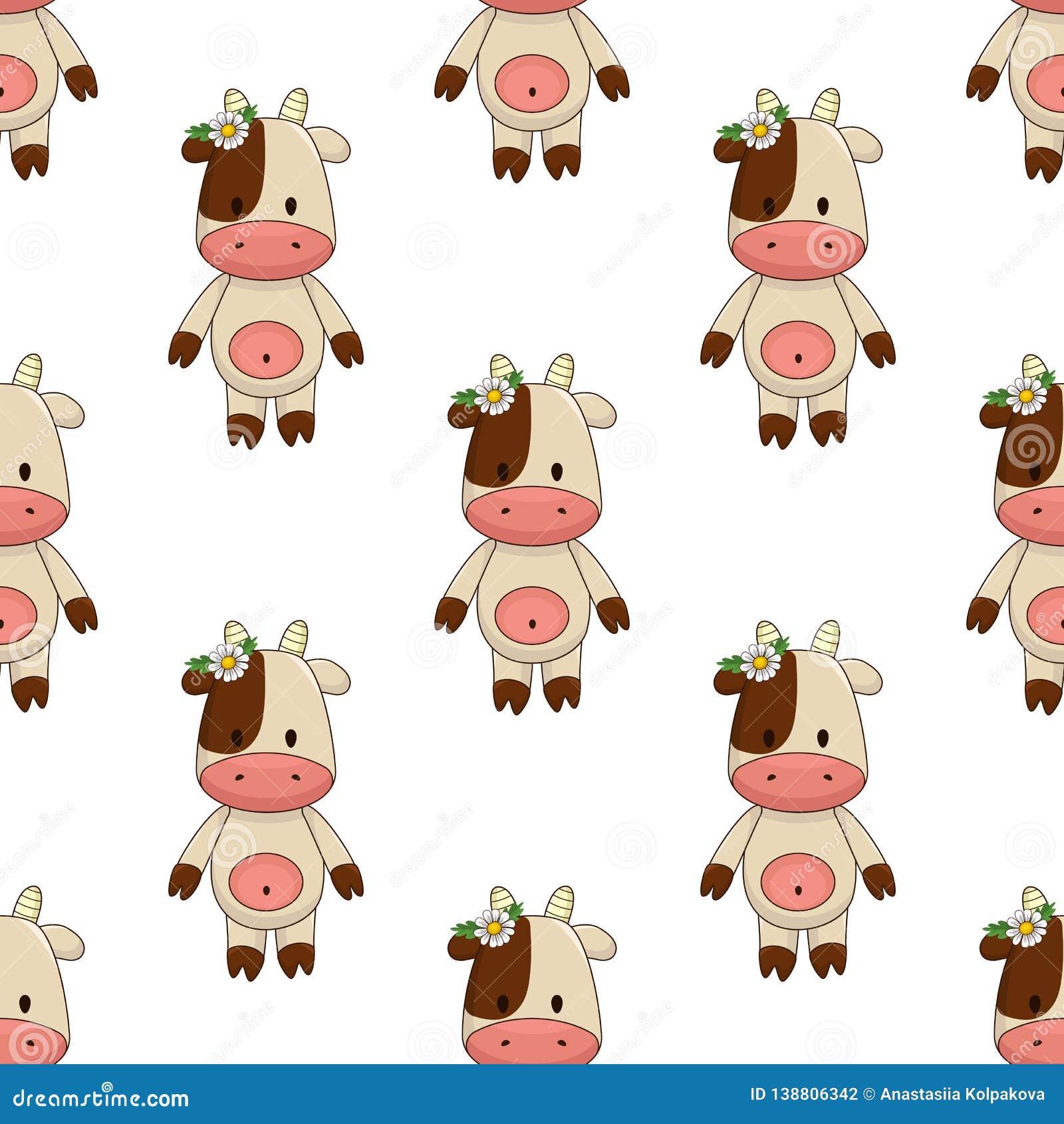 Cartoon Toy Cow Seamless Background Stock Vector - Illustration of cartoon,  bull: 138806342