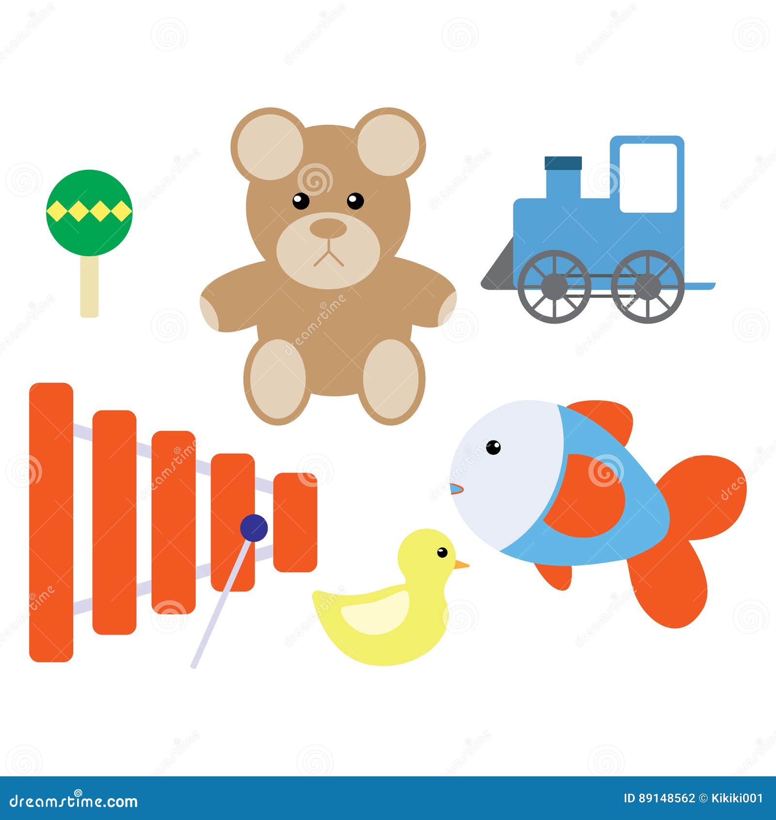 Cartoon toys stock vector. Illustration of train, duck - 89148562
