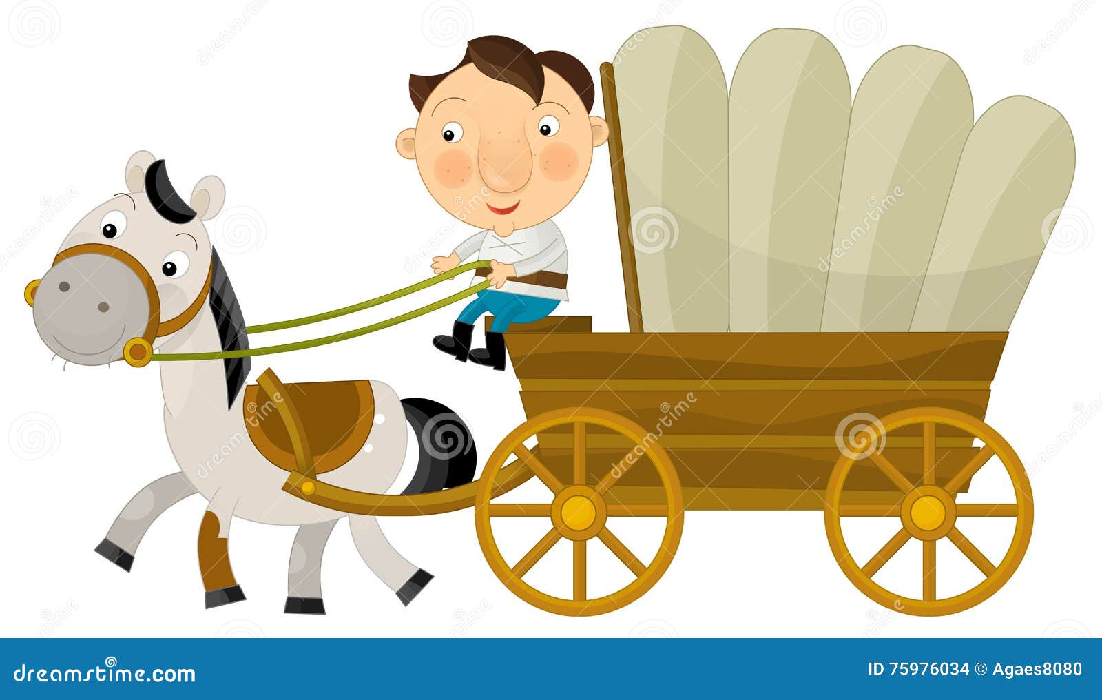 Cartoon Traditional Carriage - Isolated Stock Illustration