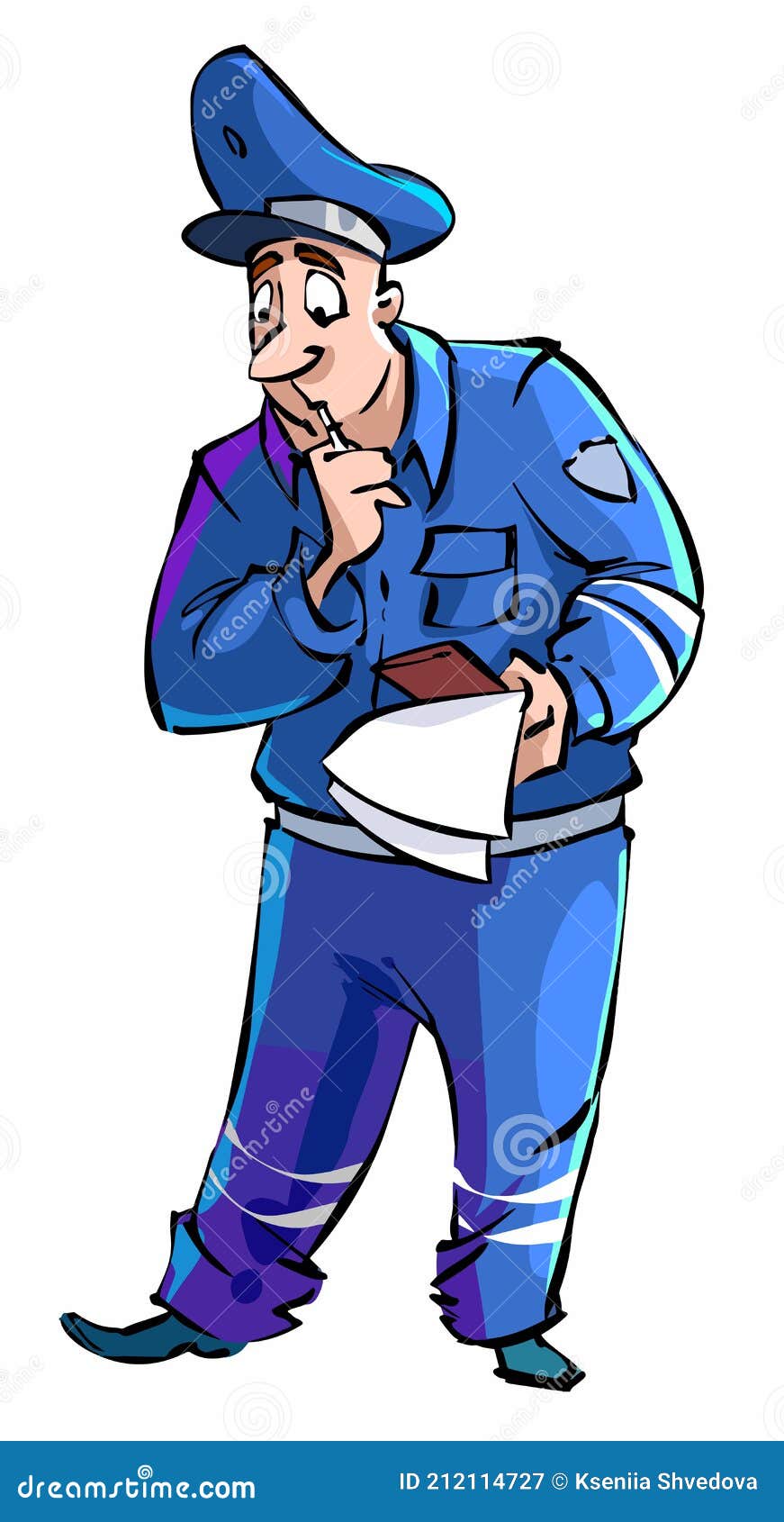 Cartoon Traffic Cop Checks Documents and Thinks about it Stock Vector - Illustration of blue, guard: 212114727 Cartoon Traffic Cop Checks Documents and Thinks about it Stock Vector - Illustration of blue, guard: 212114727