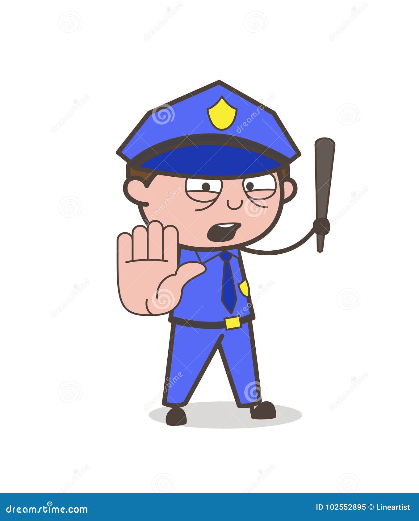 Cartoon Traffic-Police Stop Sign Vector Stock Illustration - Illustration  of safetyofficer, notallowed: 102552895