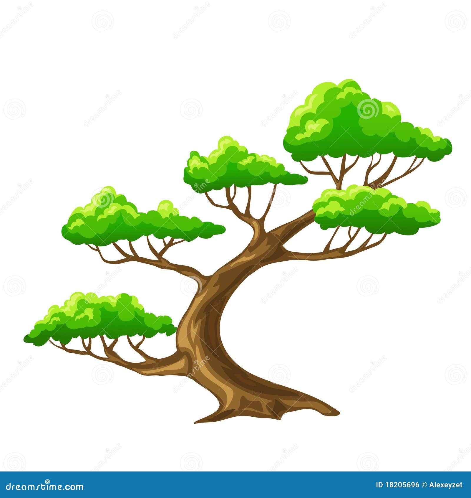 Cartoon Tree Bansai With White Background Stock Vector Illustration Of Trunk Branches