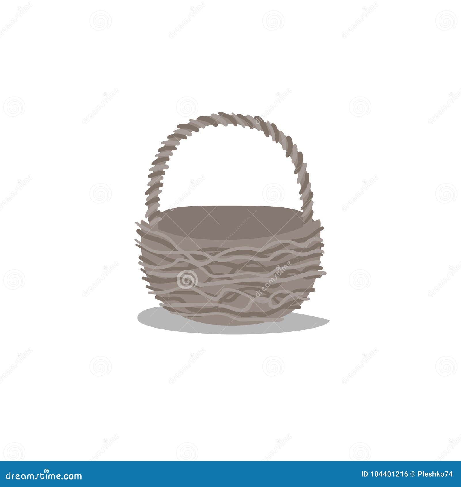 Cartoon Trendy Design Empty Basket. Decorative Vector Illustration Icon.  Picnic and Easter Simple Flat Symbol Stock Vector - Illustration of nature,  cane: 104401216
