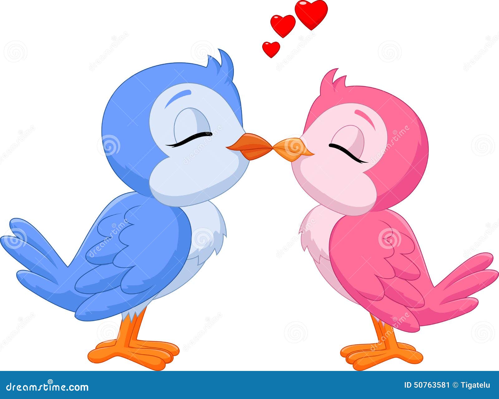 Cartoon Two Love Birds Kissing Stock Vector - Illustration of ...