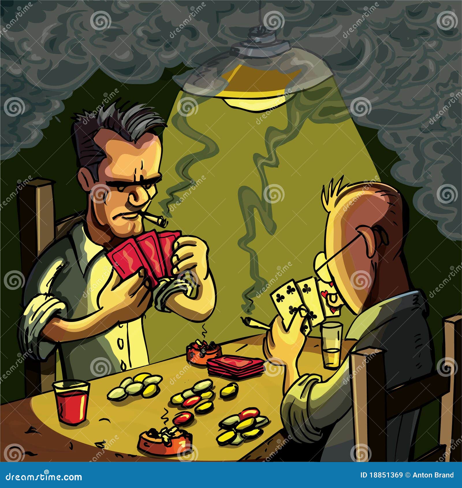 Cartoon Of Two Men Playing Cards Royalty Free Stock Images - Image: 18851369