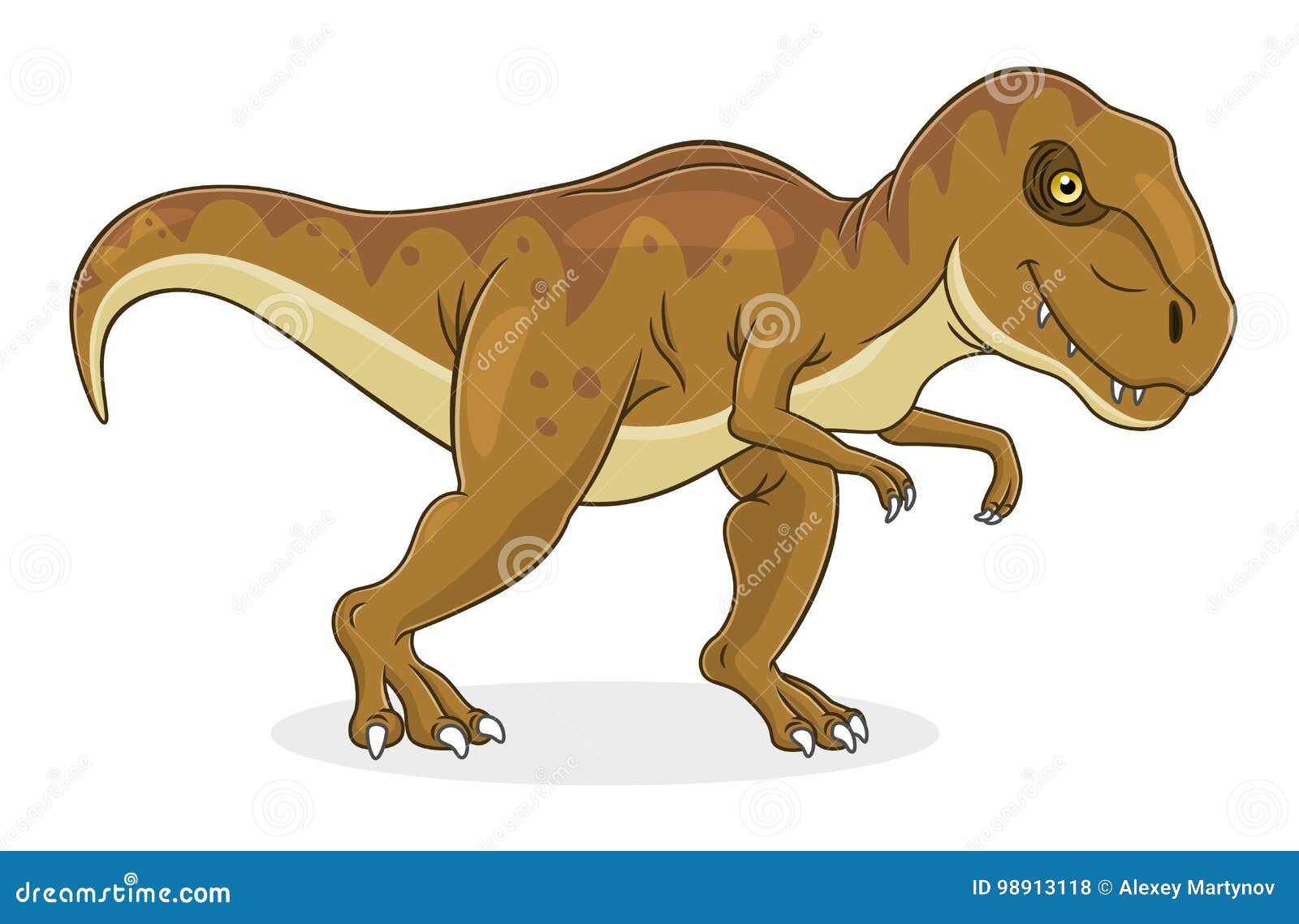 Cartoon Tyrannosaurus Rex Roaring on White Background Stock Vector