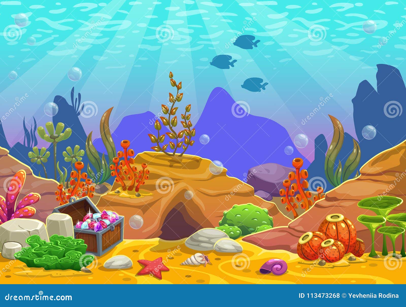 Cartoon Underwater Background. Stock Vector - Illustration of natural,  empty: 113473268
