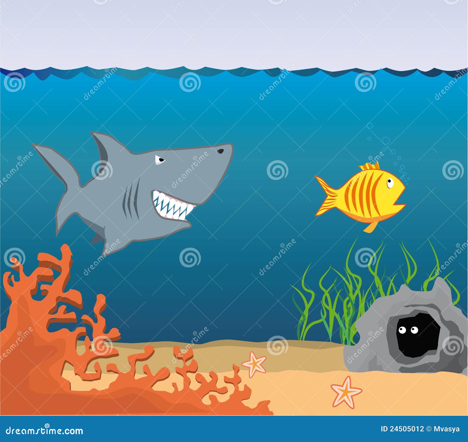 Cartoon Underwater World. stock illustration. Image of nautical - 24505012