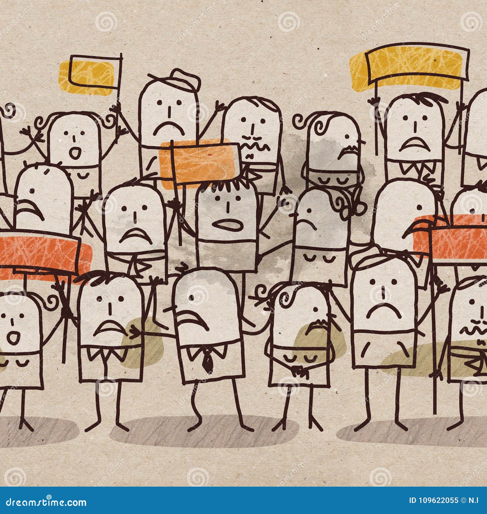 Cartoon Unhappy Group of People Stock Illustration - Illustration of  banners, cartoon: 109622055