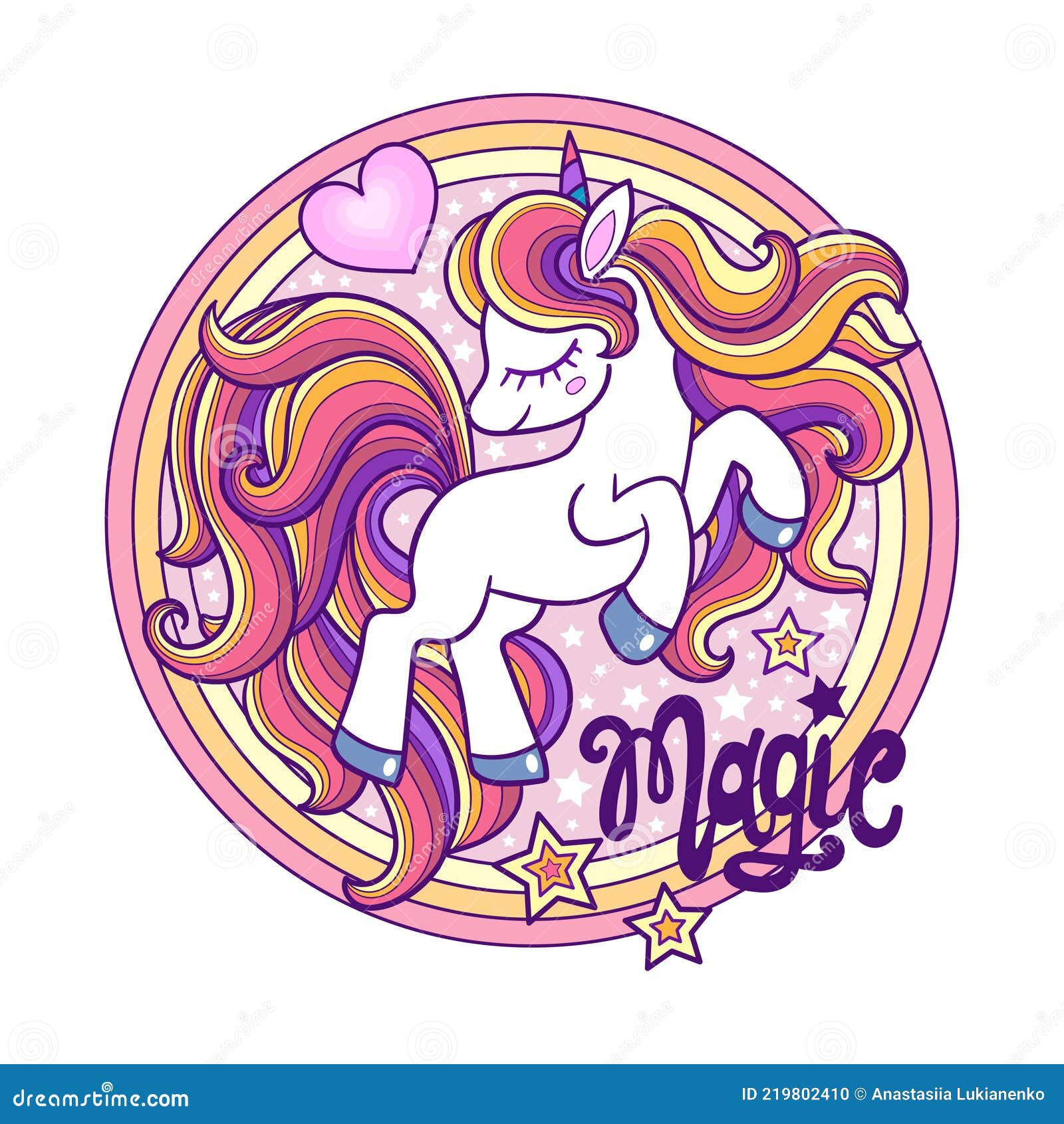 Cartoon Unicorn with a Long Mane. Vector Stock Vector - Illustration of  apparel, cartoon: 219802410
