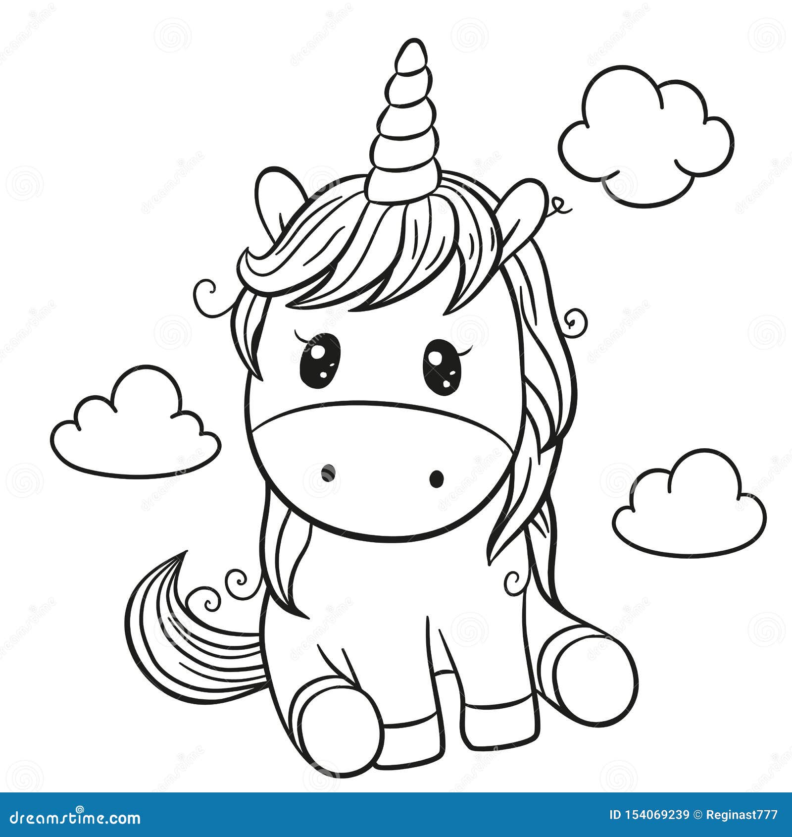 Cartoon Unicorn Outlined for Coloring Book Isolated on a White Background  Stock Vector - Illustration of isolated, head: 154069239