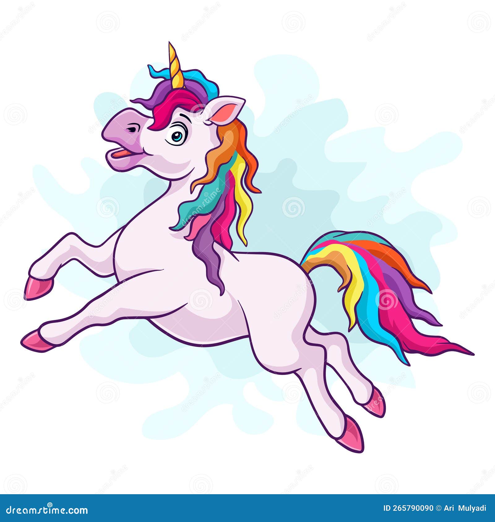 Cartoon Unicorn on White Background Stock Vector - Illustration of ...