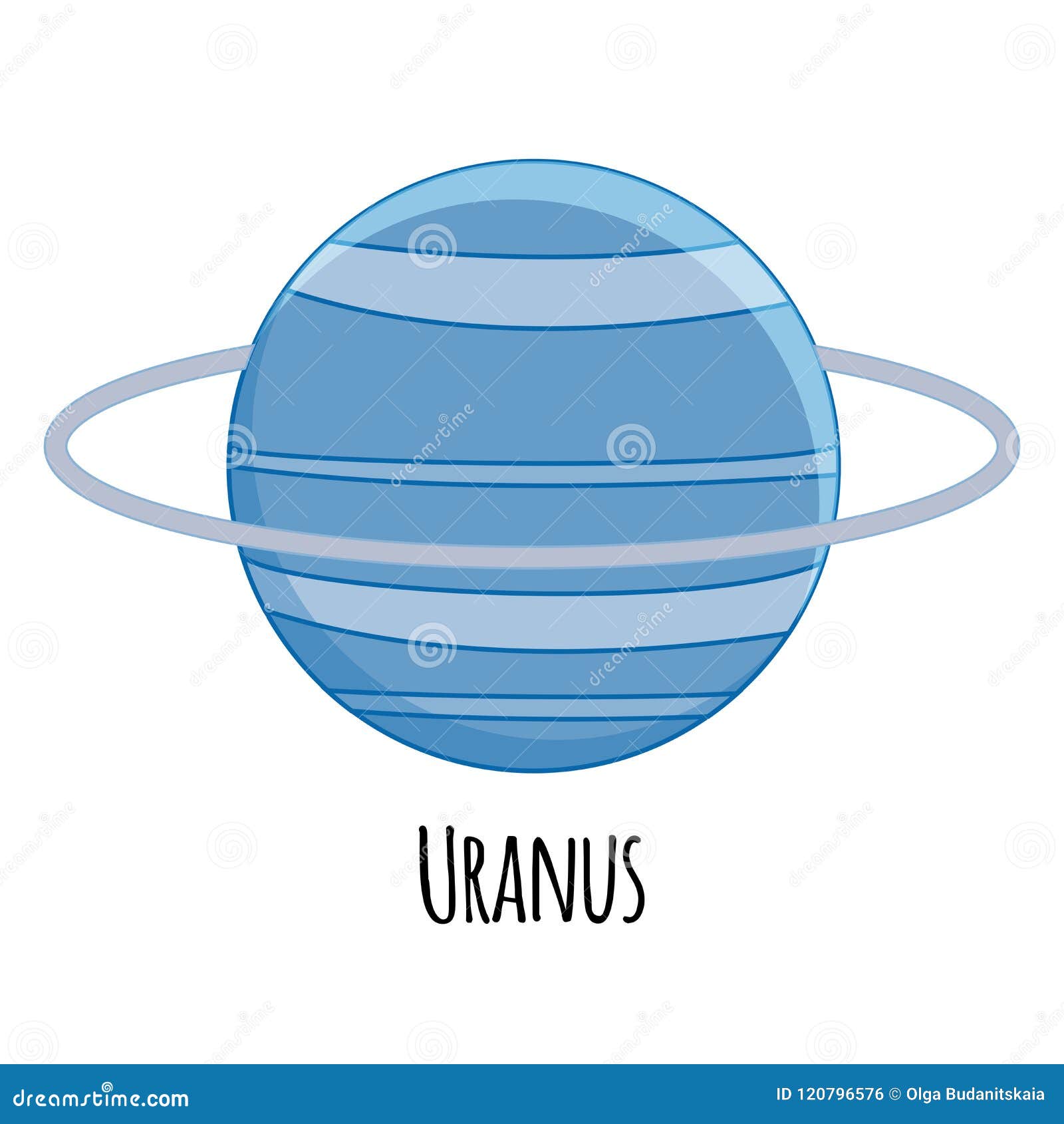 Cartoon Uranus Planet. Vector Illustration Isolated On White Ba ...