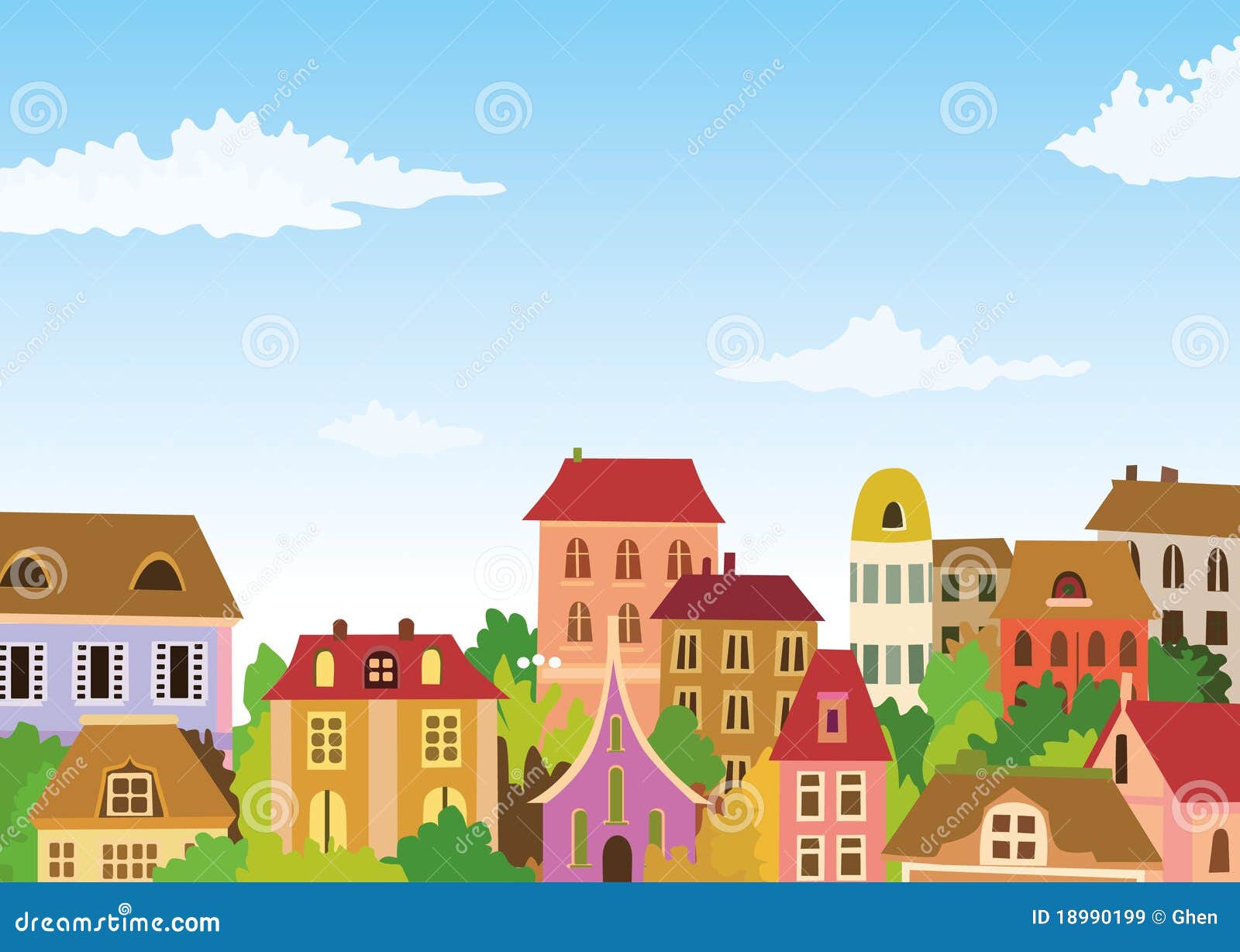 Cartoon urban scene stock illustration. Image of background - 18990199