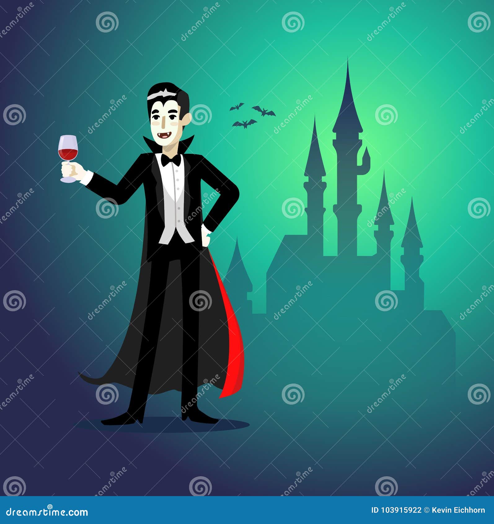 Cartoon vampire with a castle in background Vector Image