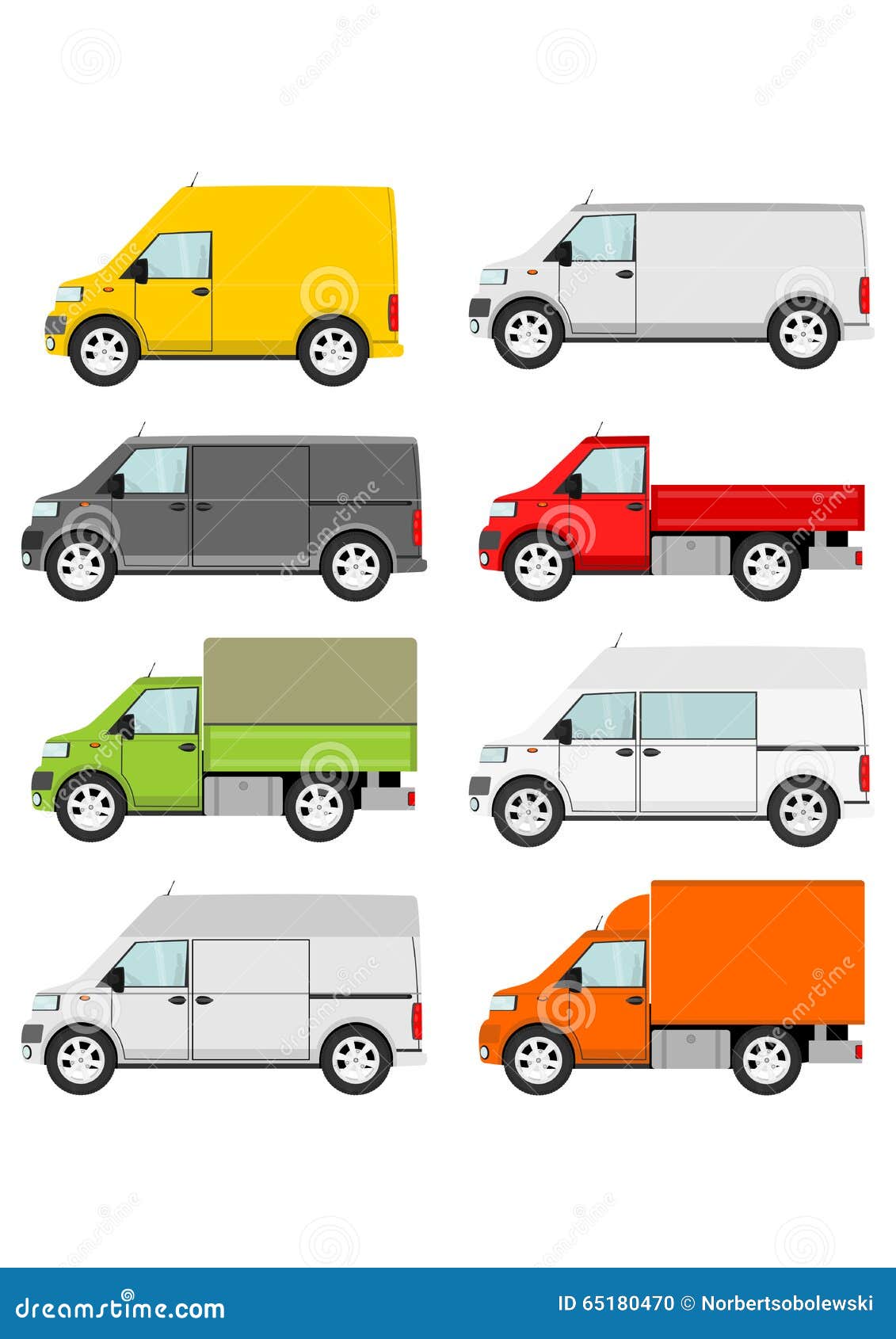 Cartoon van truck set stock vector. Illustration of commercial 65180470