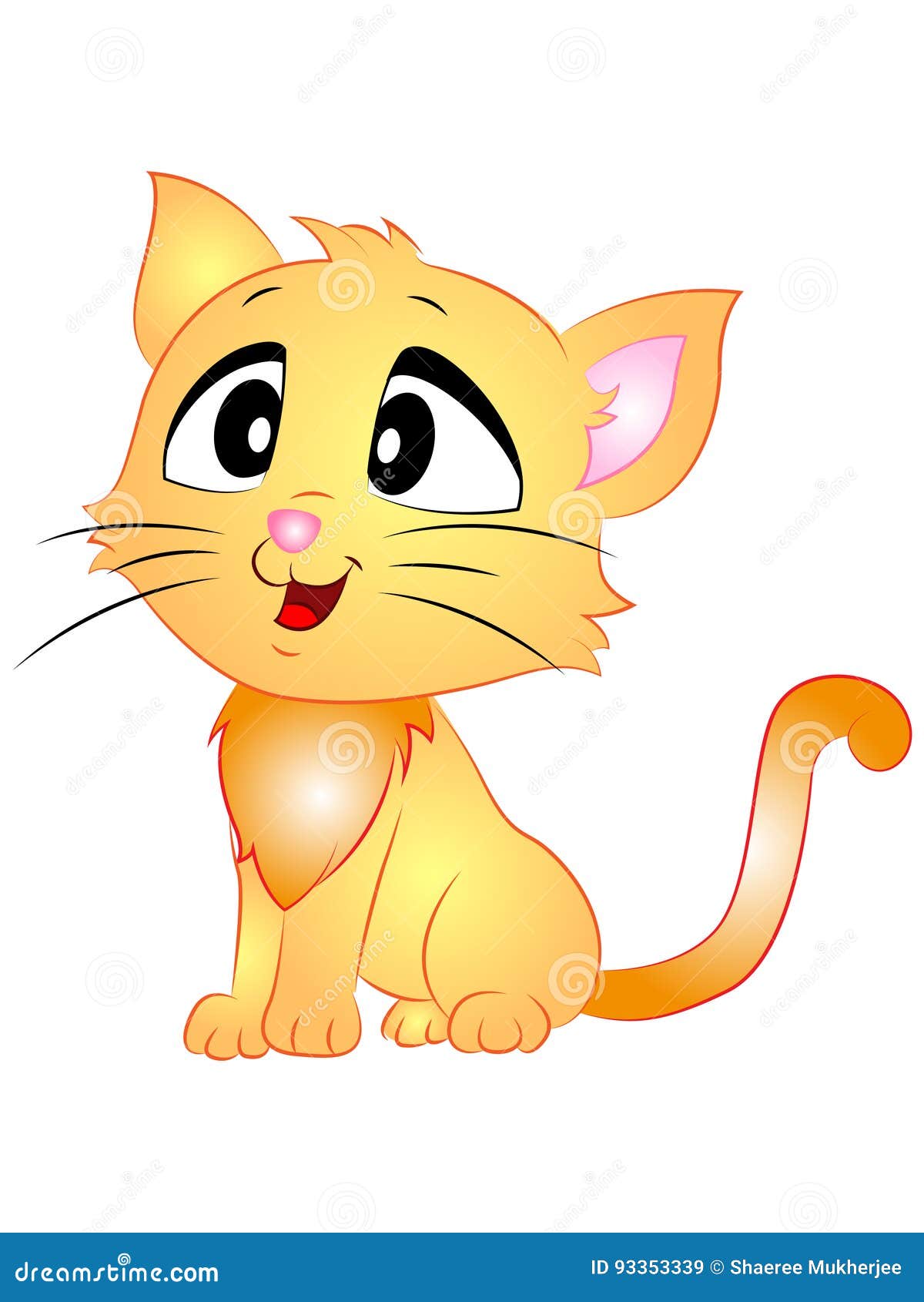 Cartoon Vector Cat Sitting Side View Stock Vector - Illustration of sitting,  meow: 93353339