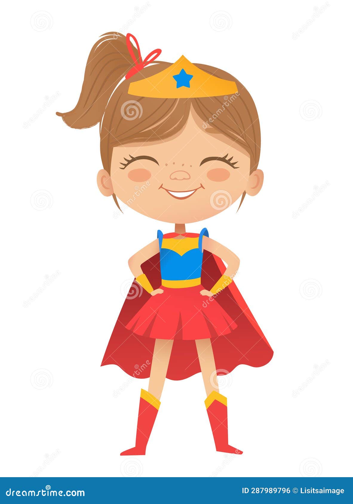 cartoon  characters superheroe girl,  on white background. perfect for party, invitations, web, mascot.