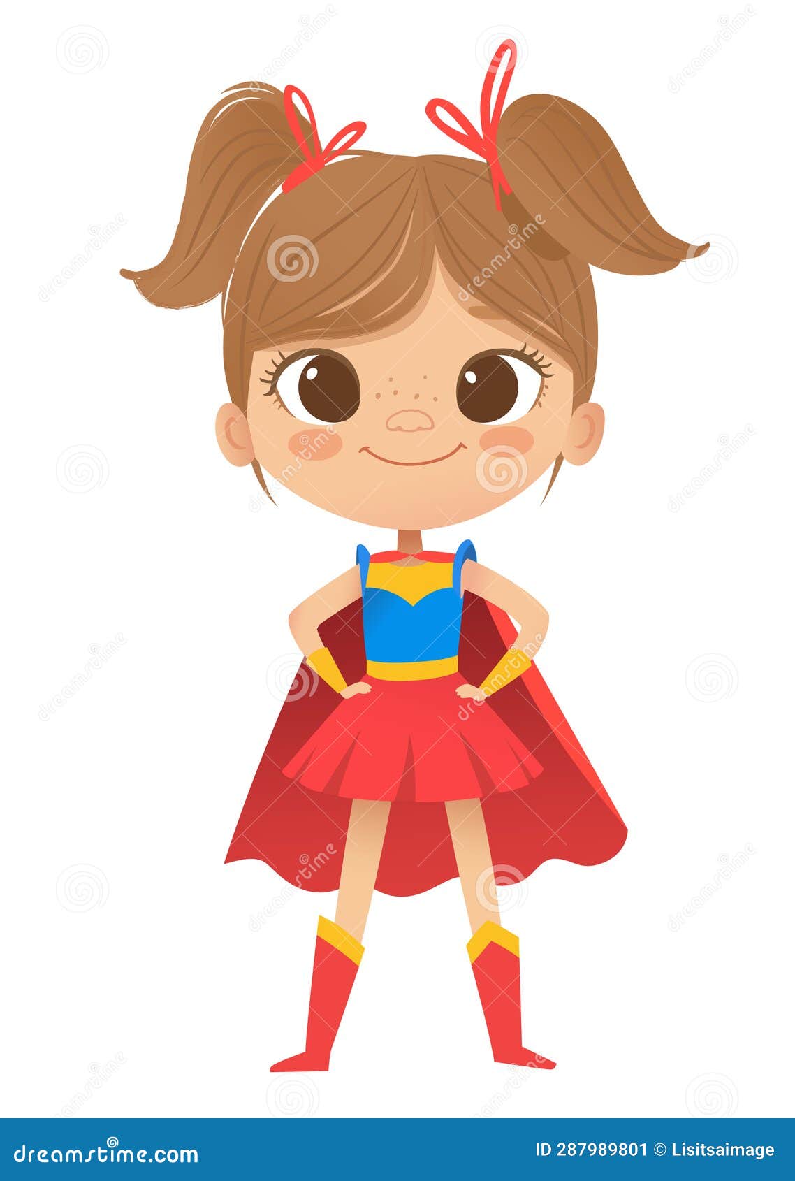 cartoon  characters superheroe girl,  on white background. perfect for party, invitations, web, mascot.