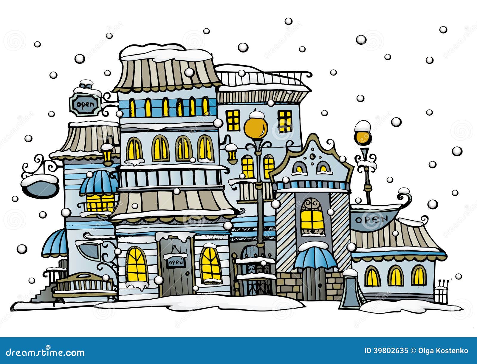 Winter City cartoon