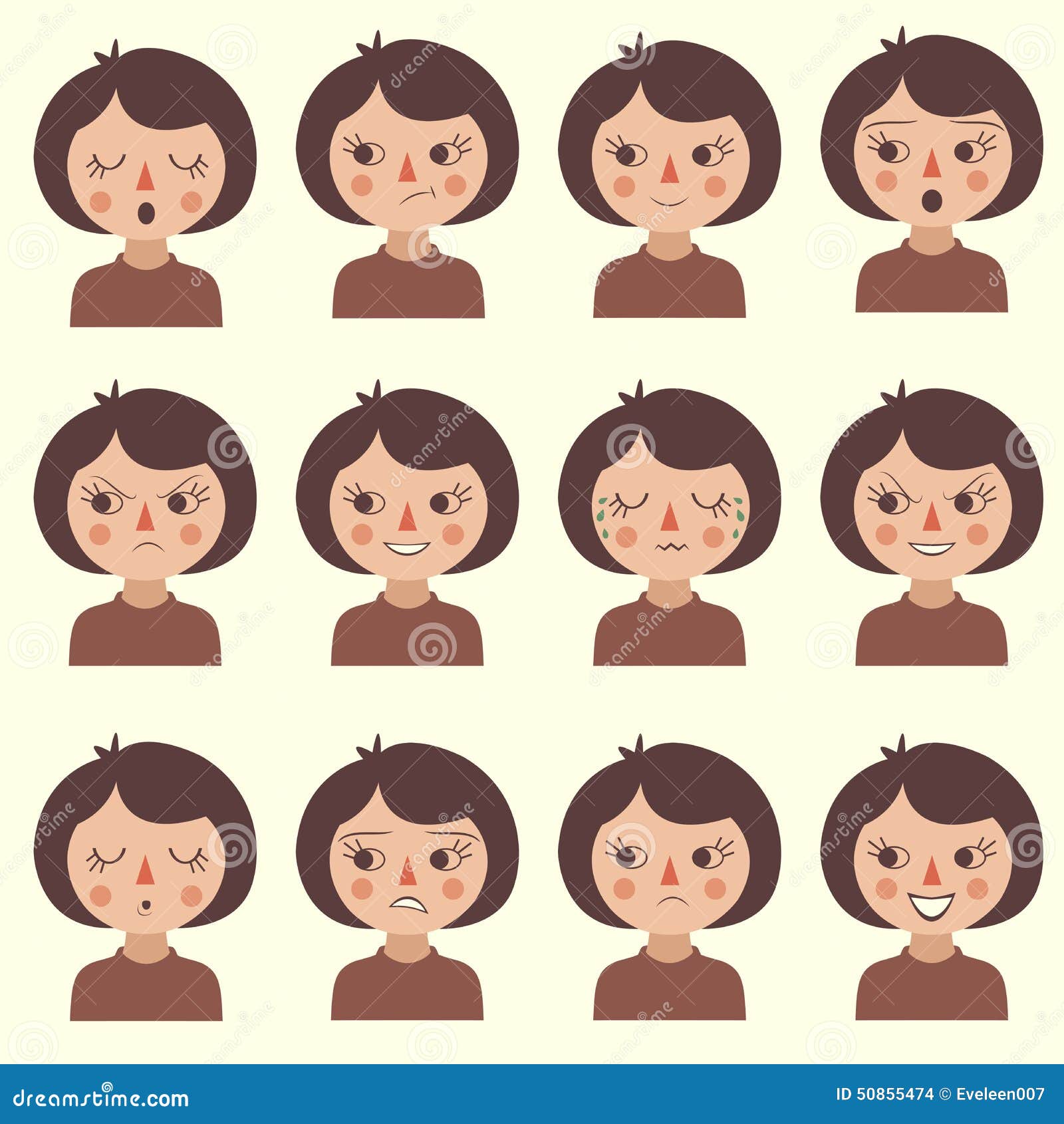 Cartoon Vector Face Emotion, Stock Vector - Illustration of sign ...