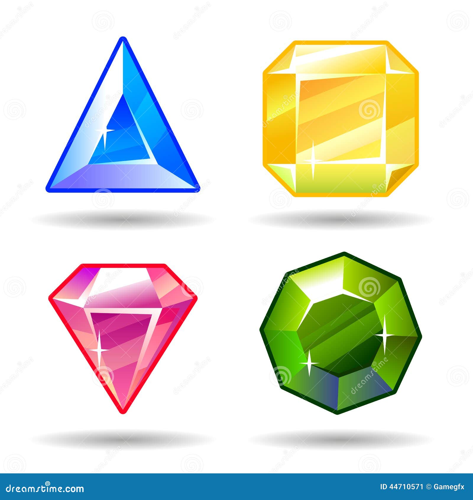 cartoon  gems and diamonds icons set